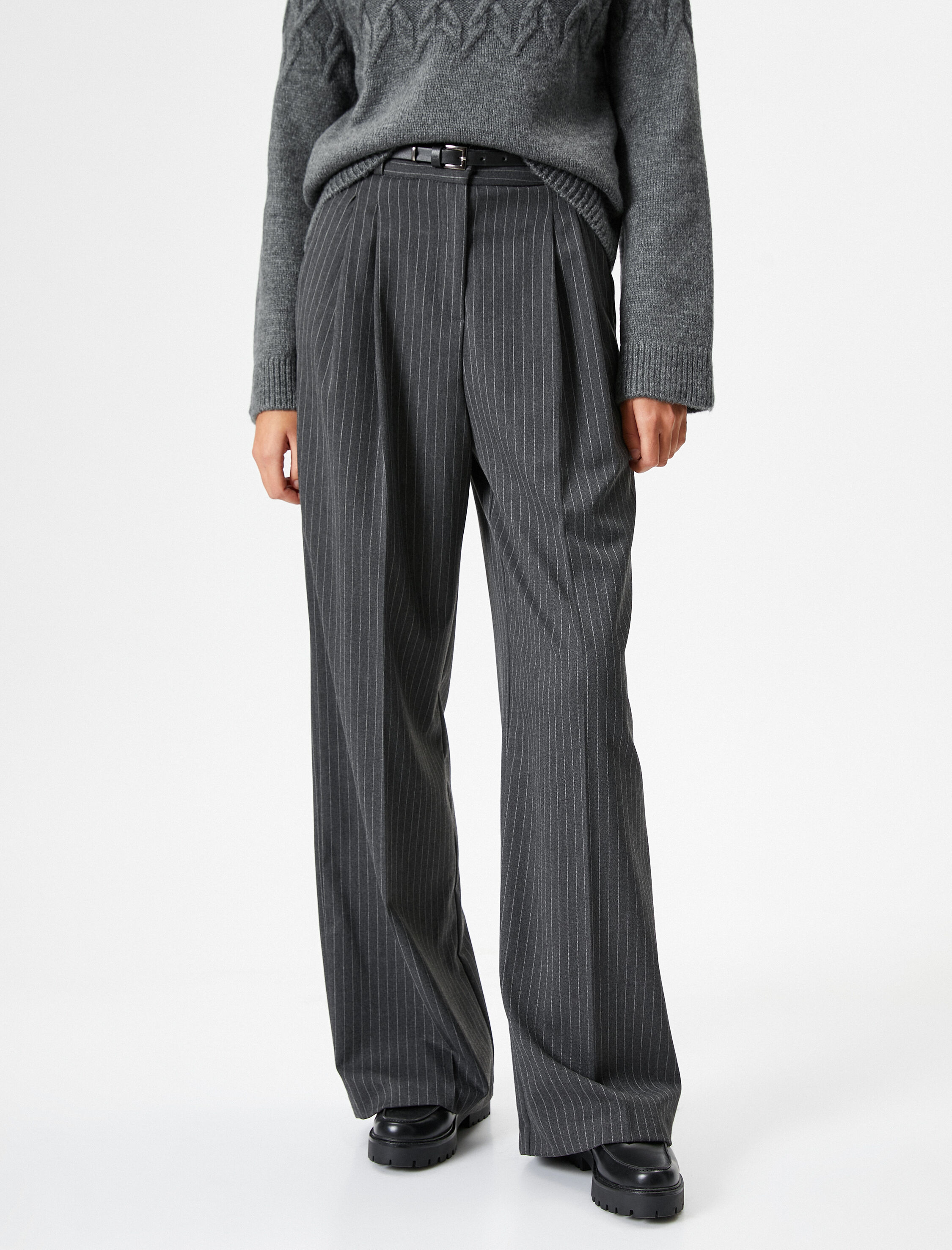   Palazzo Pantolon Normal Bel Fermuarlı