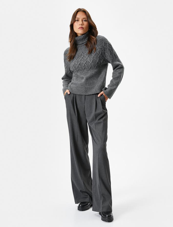  Palazzo Pantolon Normal Bel Fermuarlı