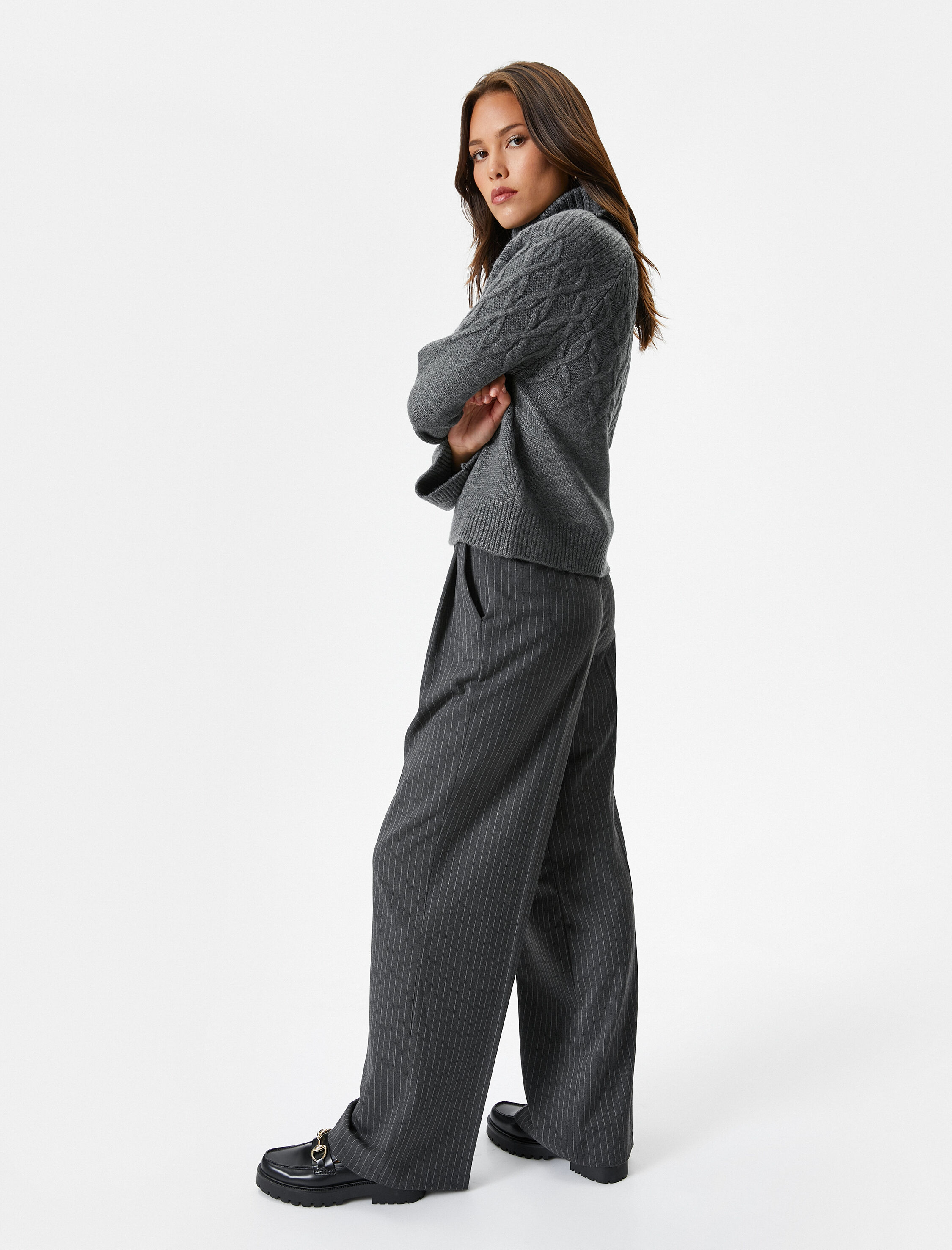   Palazzo Pantolon Normal Bel Fermuarlı