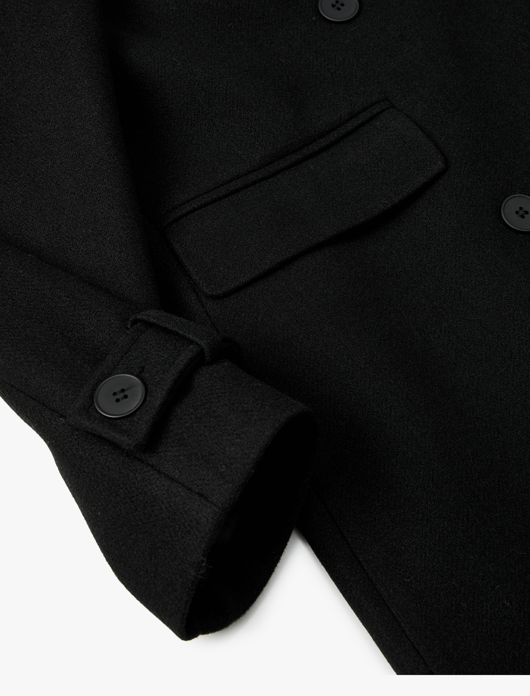   Kaşe Kaban Kruvaze Düğmeli Kapaklı Cepli