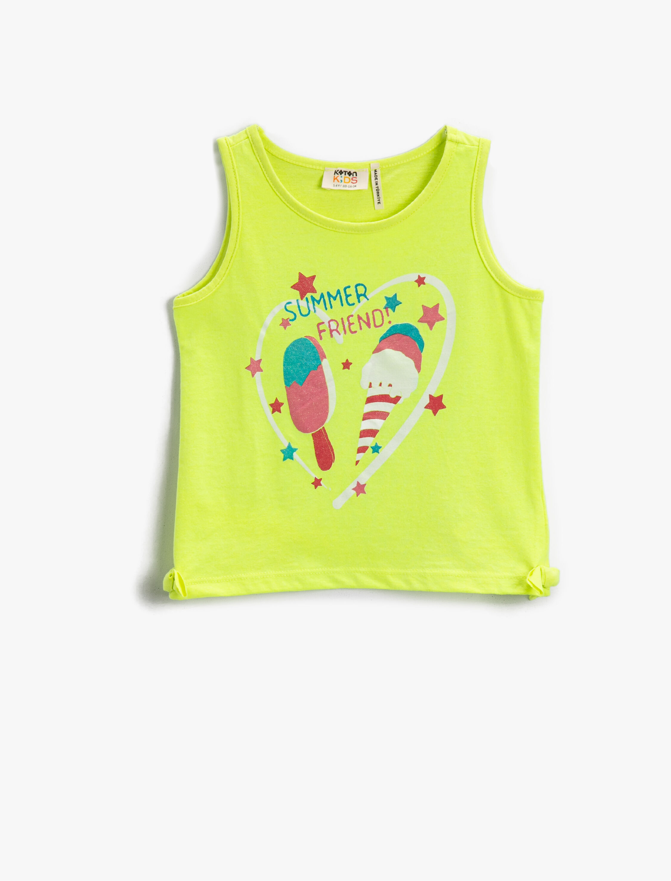  Kız Çocuk Atlet Dondurma Baskılı Bisiklet Yaka