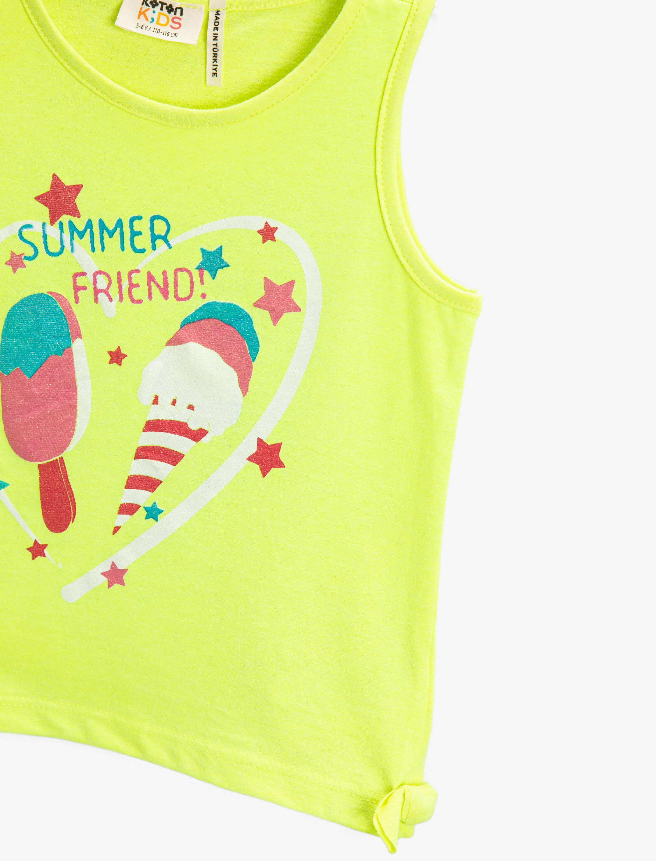  Kız Çocuk Atlet Dondurma Baskılı Bisiklet Yaka