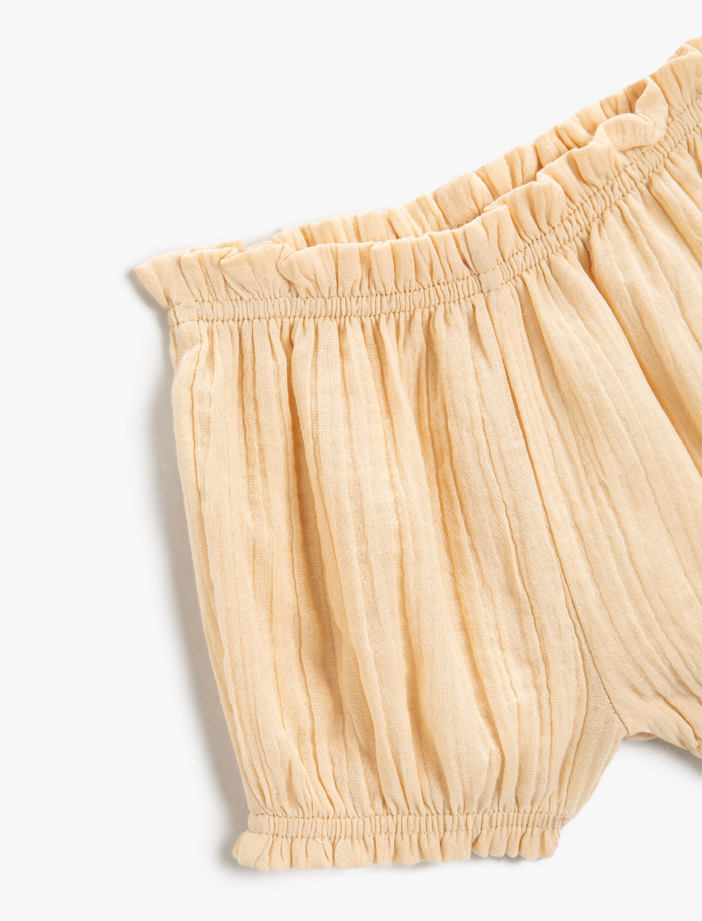  Kız Bebek Büzgülü Şort Beli ve Paçaları Lastikli Pamuklu