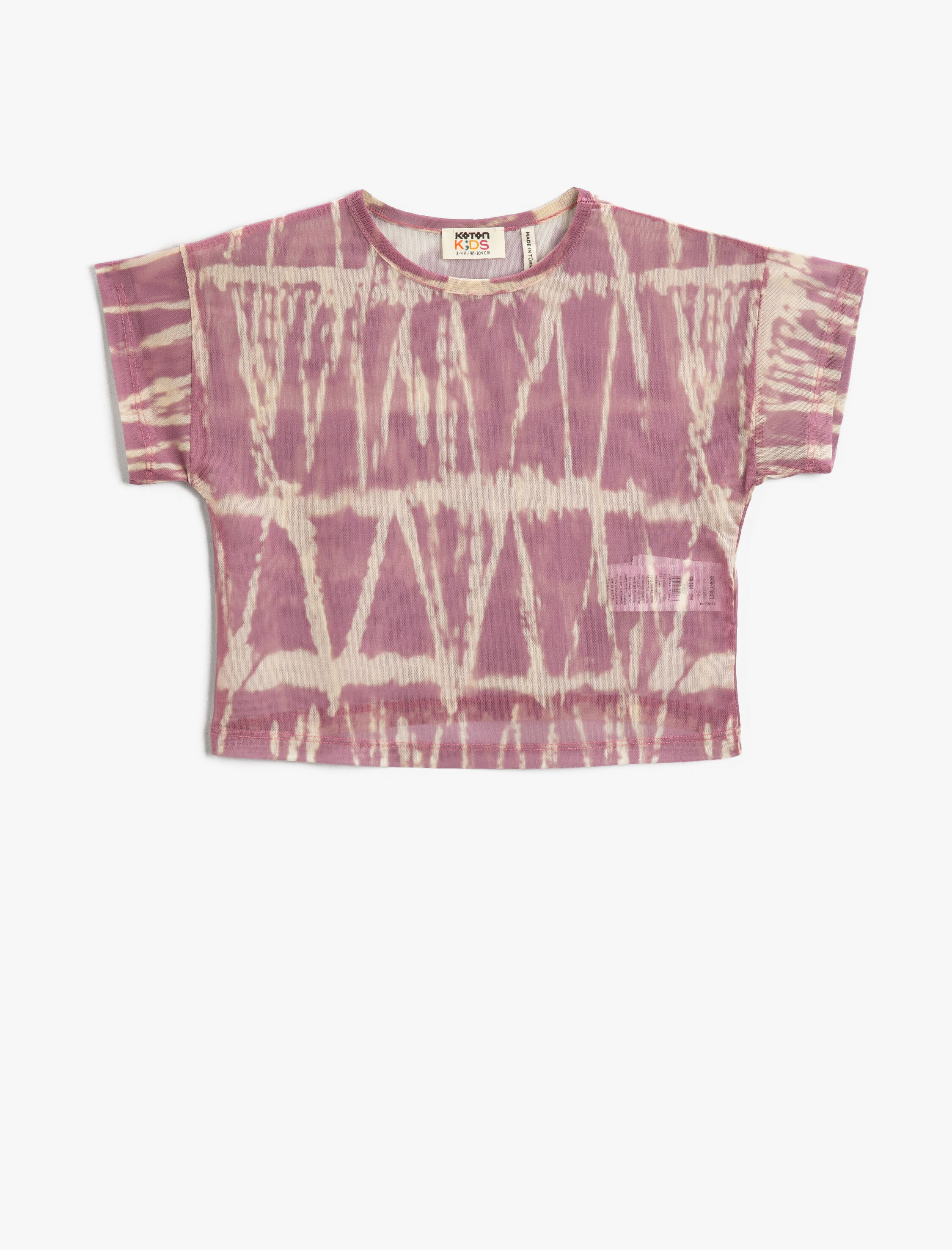  Kız Çocuk Batik Desenli Kısa Kollu Crop Tişört