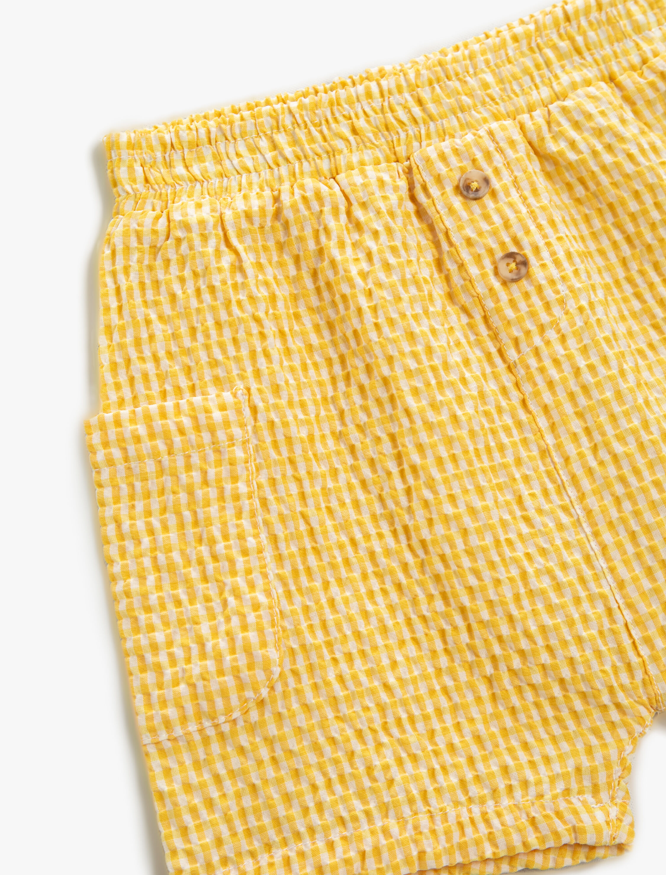  Erkek Bebek Kareli Şort Cepli Düğme Detaylı Beli Lastikli