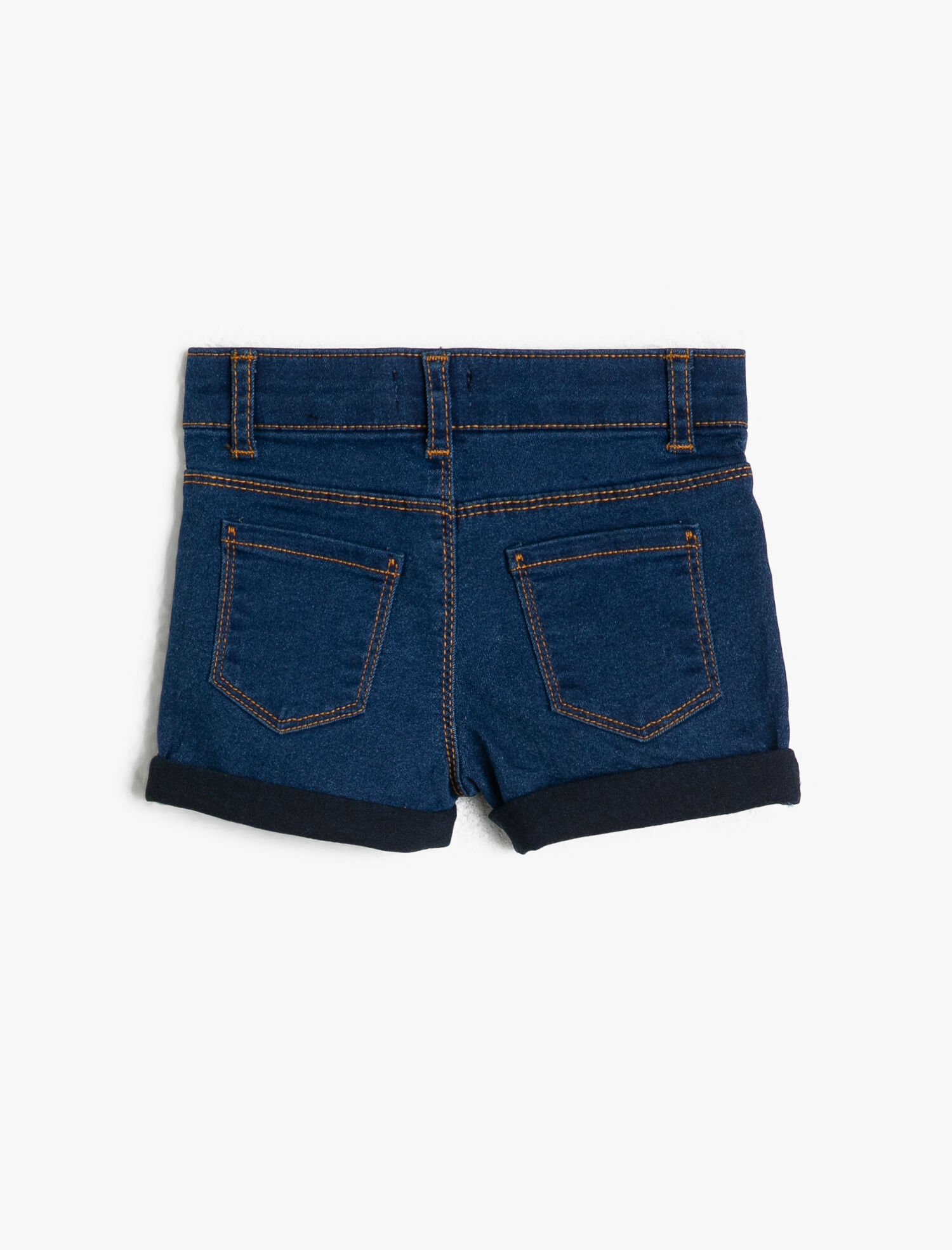  Kız Çocuk Esnek Jean Kumaştan Rahat Kesimli Paça Kıvırmalı Kısa Jean Şort