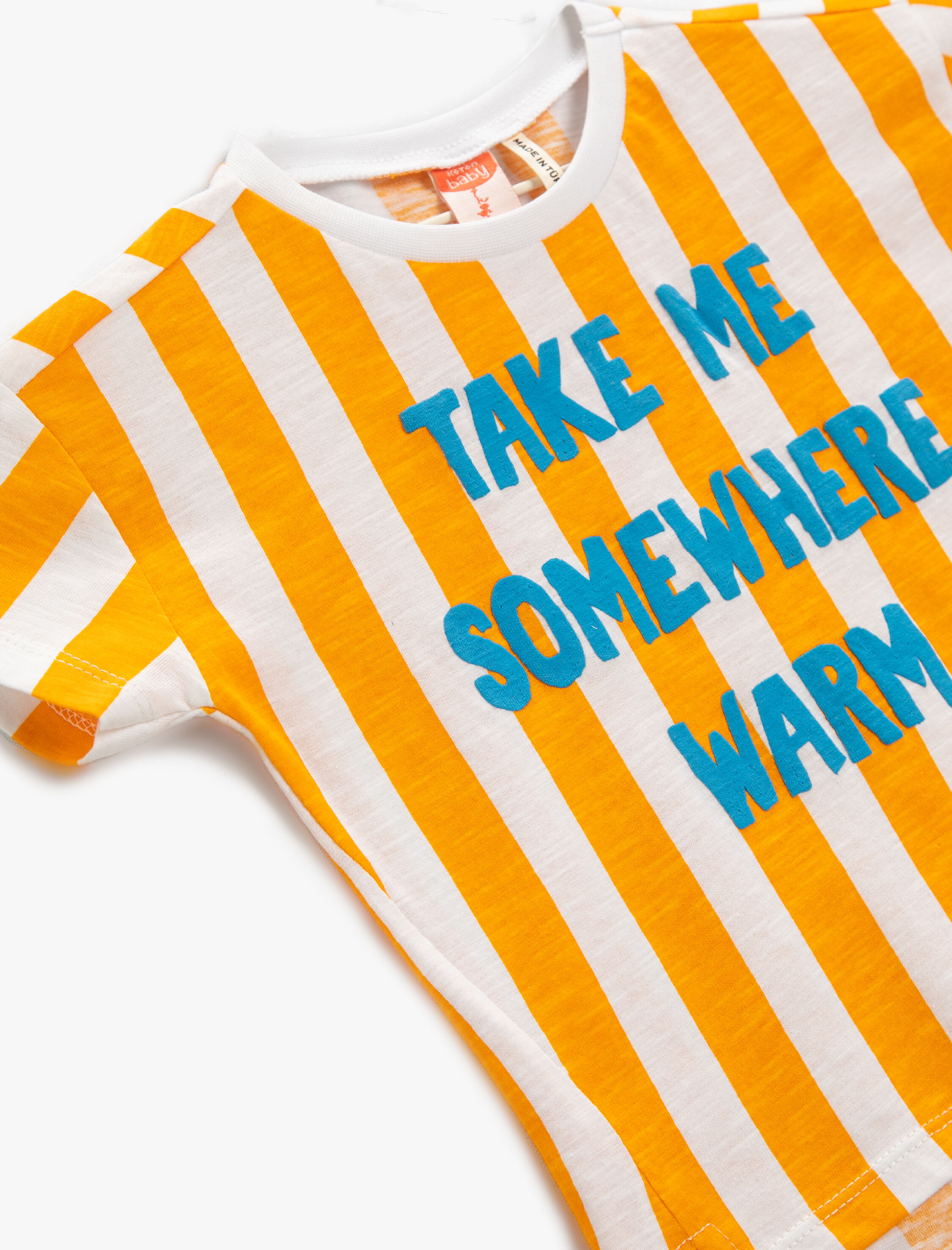  Erkek Bebek Çizgili Tişört Kısa Kollu Bisiklet Yaka Pamuklu