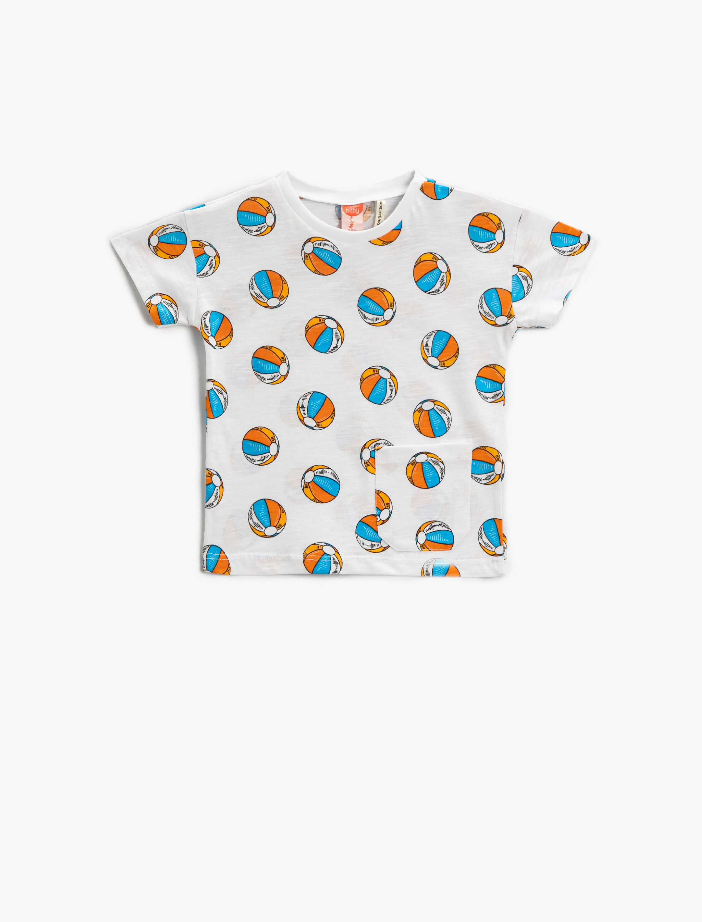  Erkek Bebek Kısa Kollu Tişört Baskılı Bisiklet Yaka Pamuklu