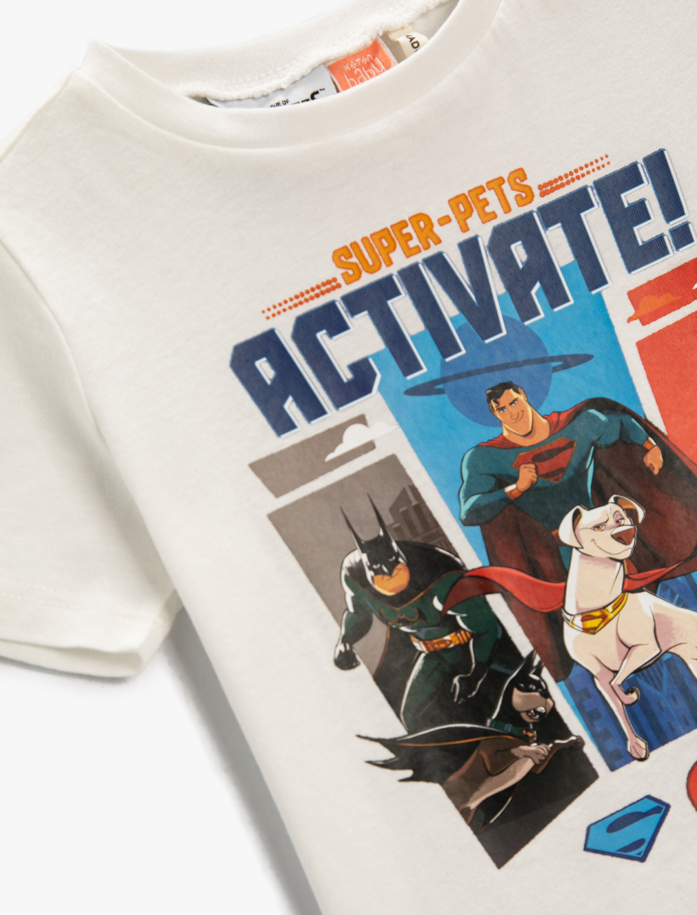  Erkek Bebek Super Pets Baskılı Tişört Lisanslı Kısa Kollu Bisiklet Yaka Pamuklu