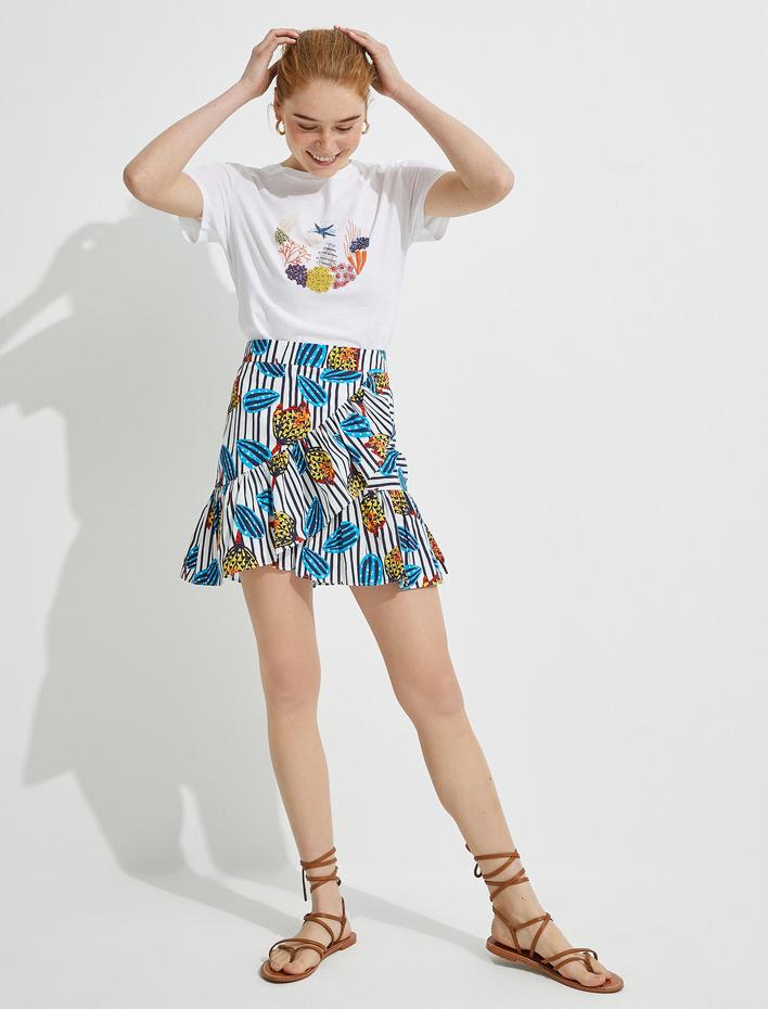  El Emeği Etek Desenli Fırfırlı Pamuklu