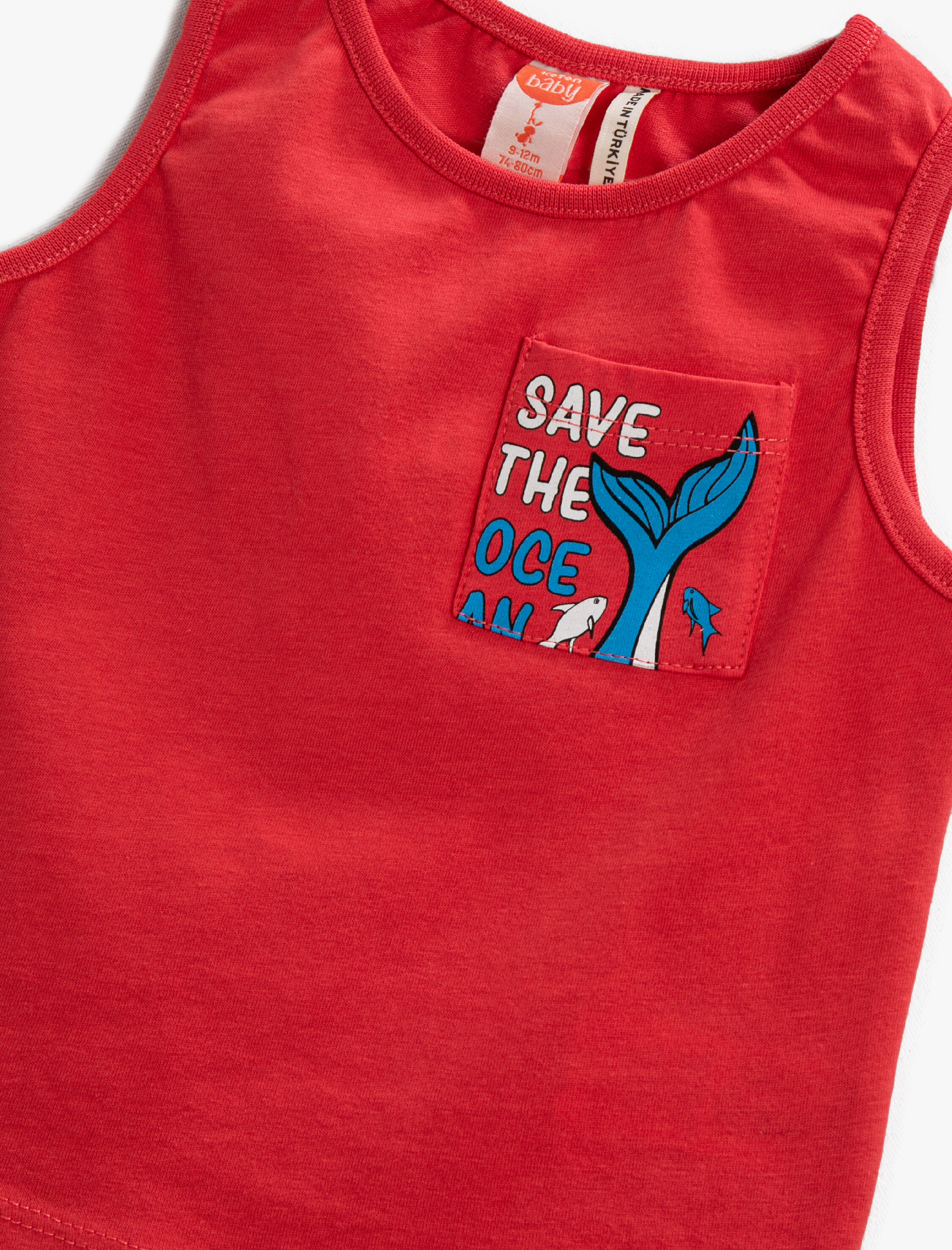  Erkek Bebek Baskılı Atlet Cep Detaylı Bisiklet Yaka Pamuklu