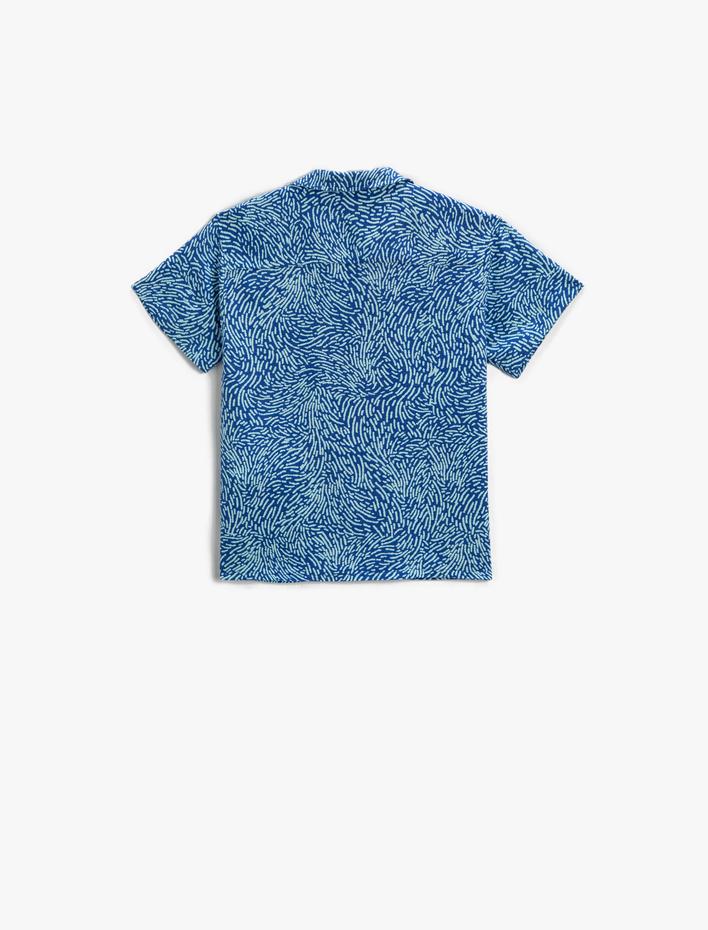 Erkek Bebek Keten Karışımlı Gömlek Cepli Kısa Kollu