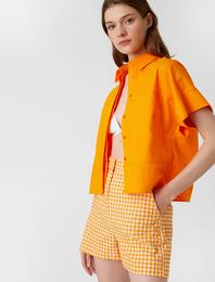 Oversize Crop Poplin Gömlek Kısa Kollu