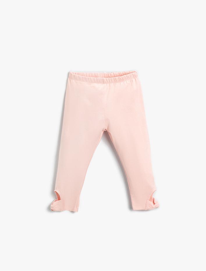 Kız Çocuk Cut Out  Detaylı Basic Tayt Pamuklu