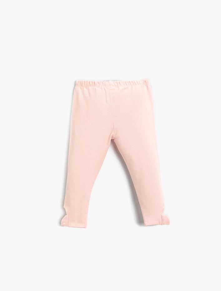 Kız Çocuk Cut Out  Detaylı Basic Tayt Pamuklu