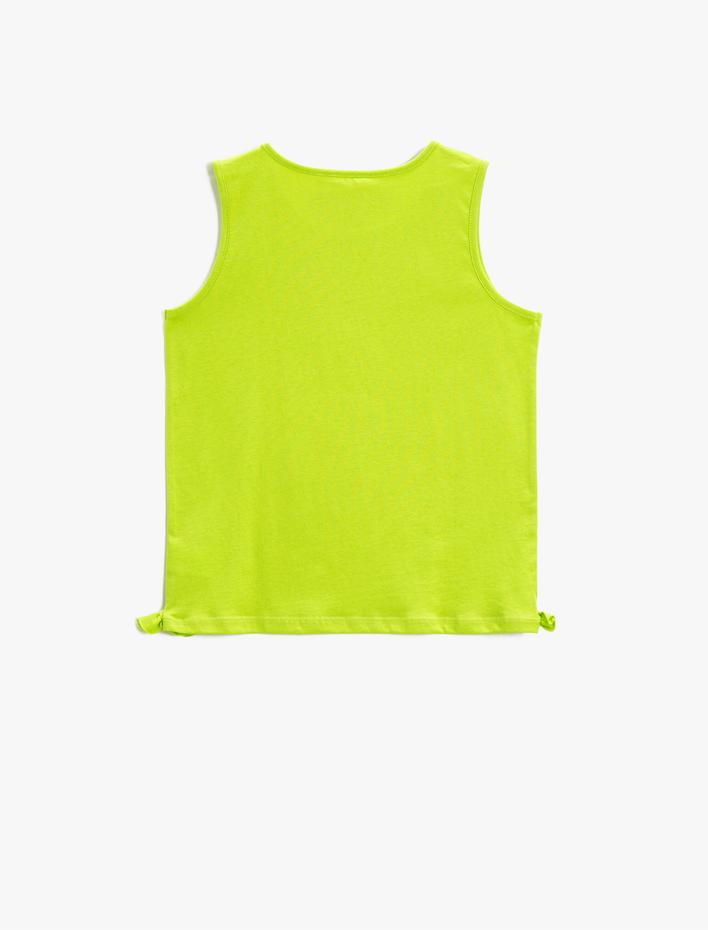 Kız Çocuk Atlet Baskılı Fiyonk Detaylı Kolsuz Pamuklu