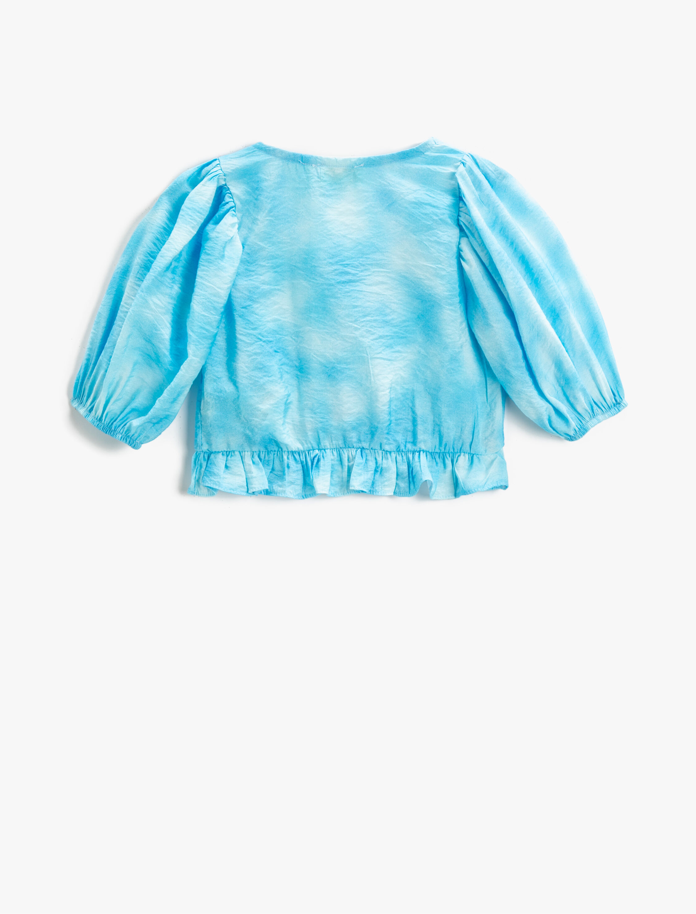  Kız Çocuk Crop Bluz Balon Kollu Fırfırlı