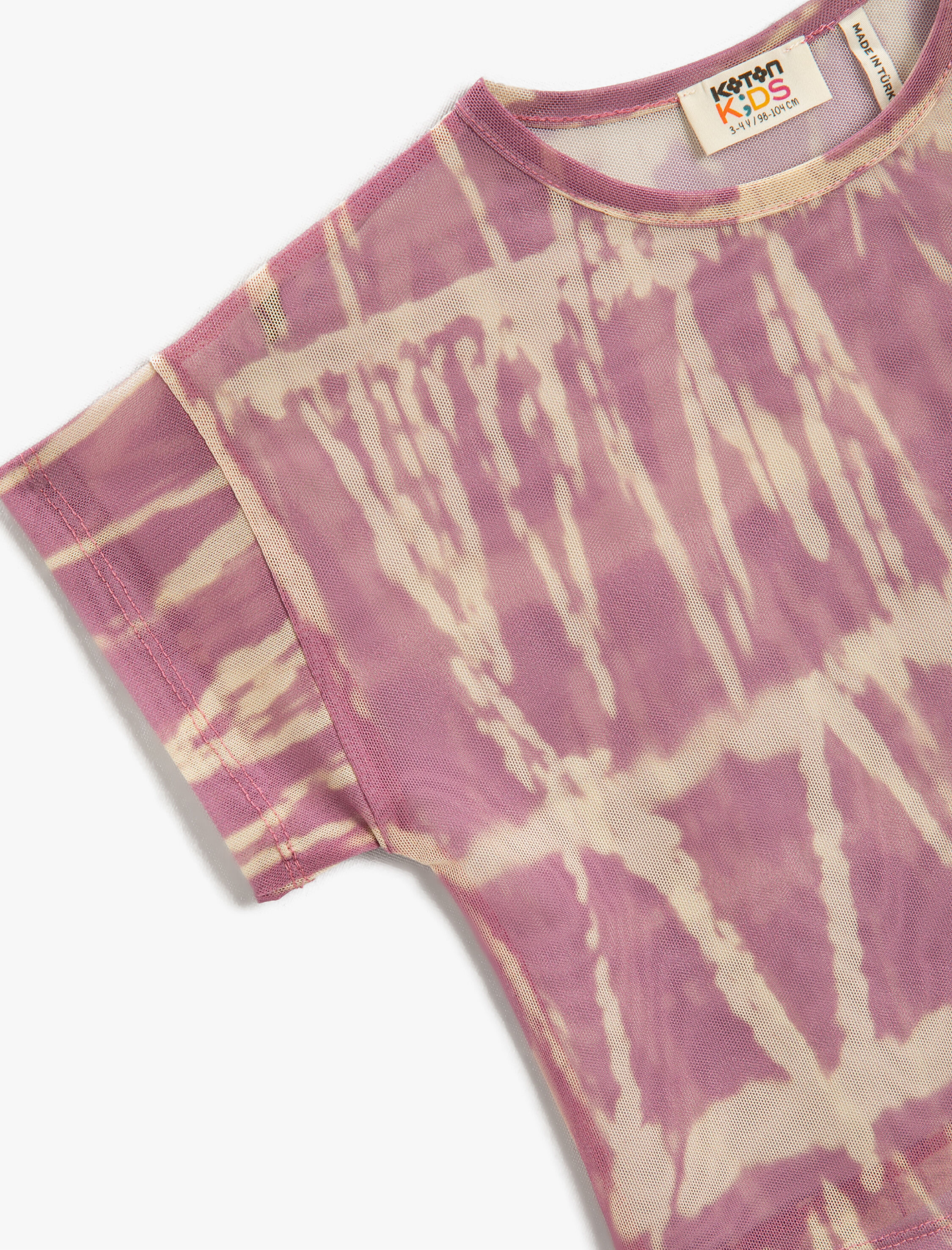  Kız Çocuk Batik Desenli Kısa Kollu Crop Tişört