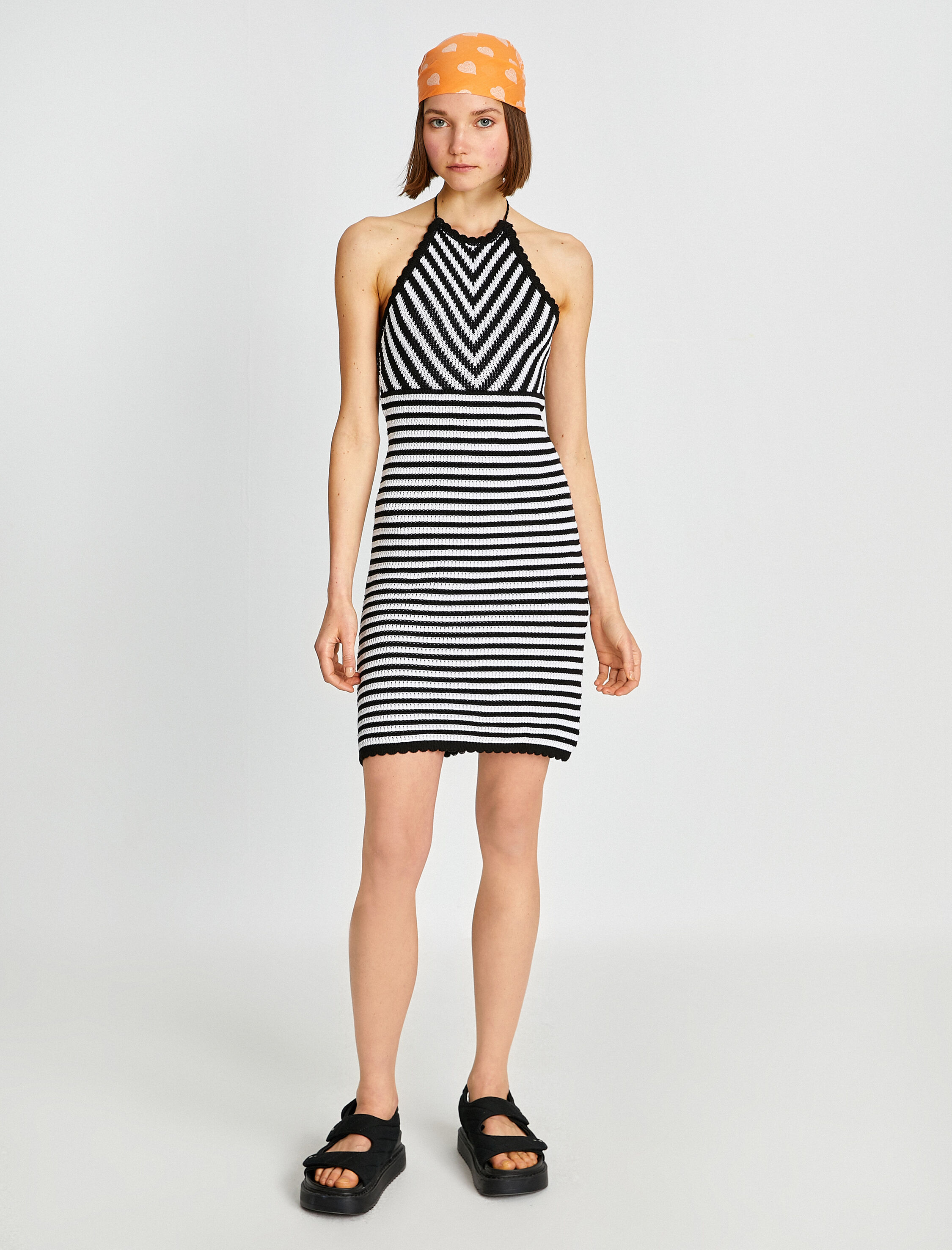   Mini Triko Elbise Halter Yaka