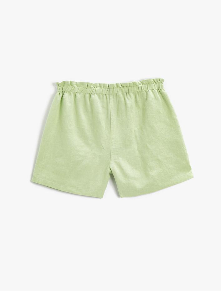 Kız Çocuk Keten Karışımlı Cepli Şort Beli Lastikli