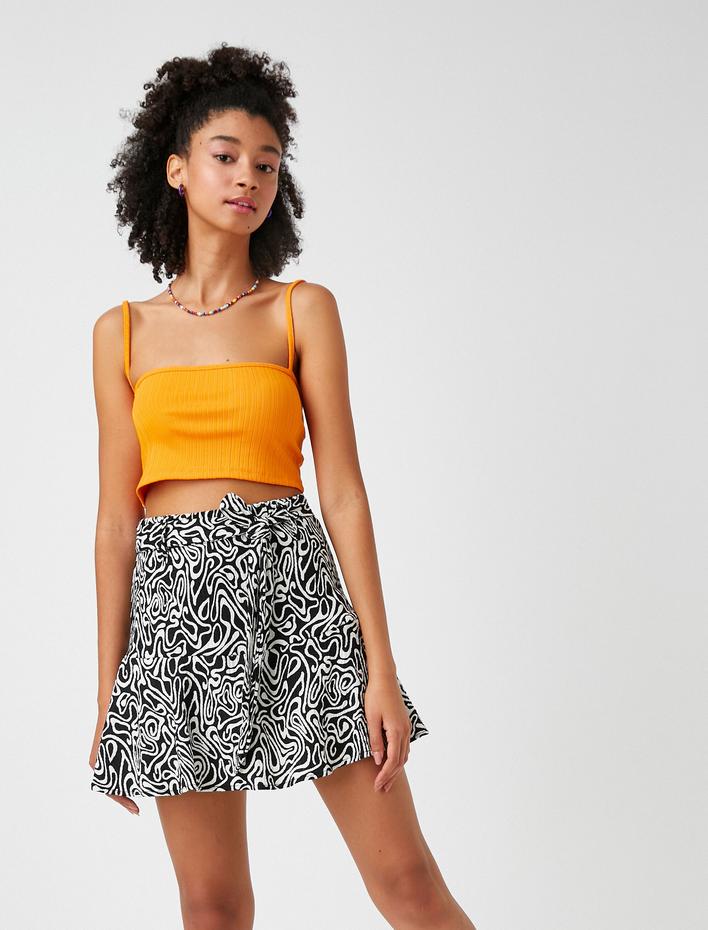  Mini Şort Etek Çiçekli