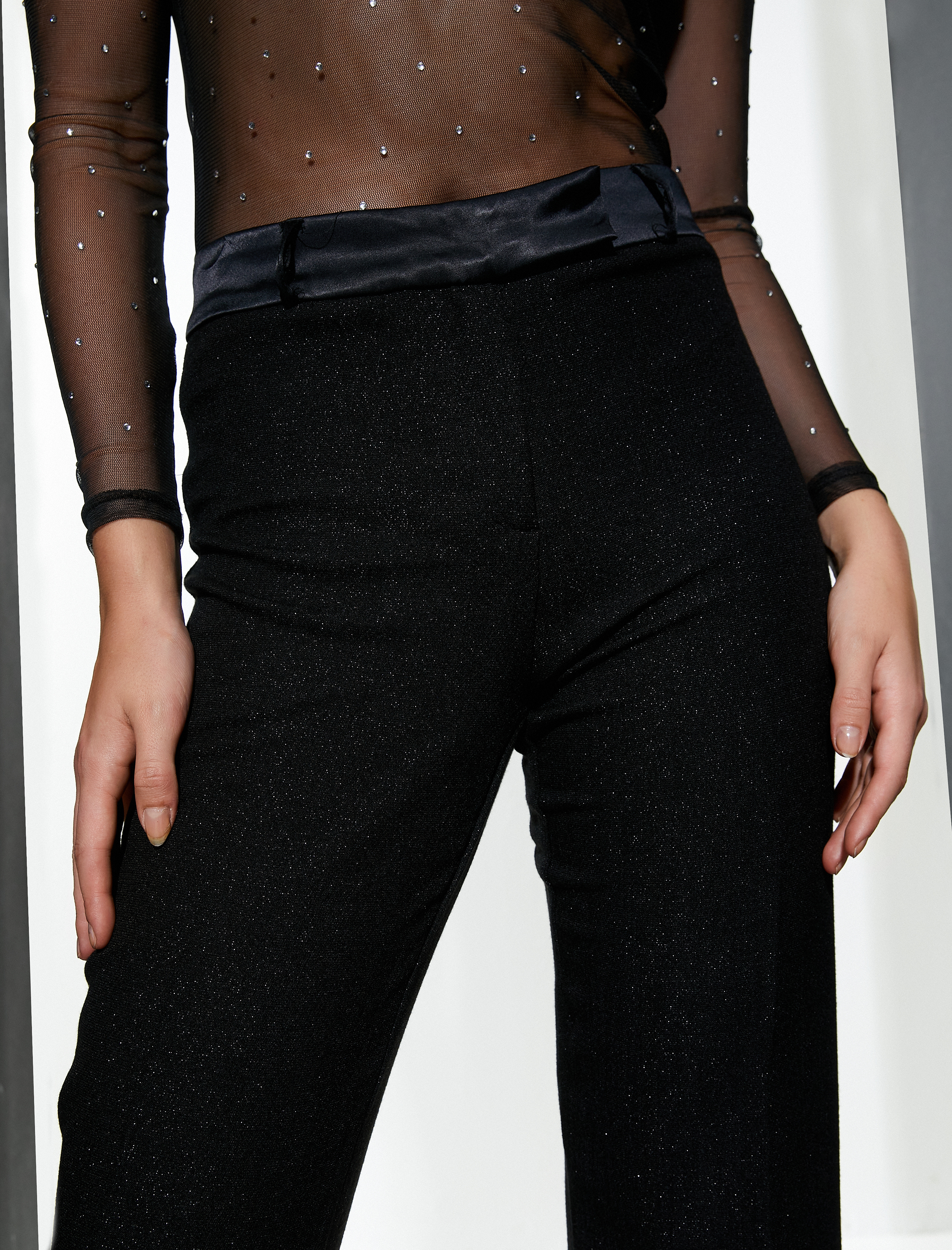   Simli Düz Paça Pantolon