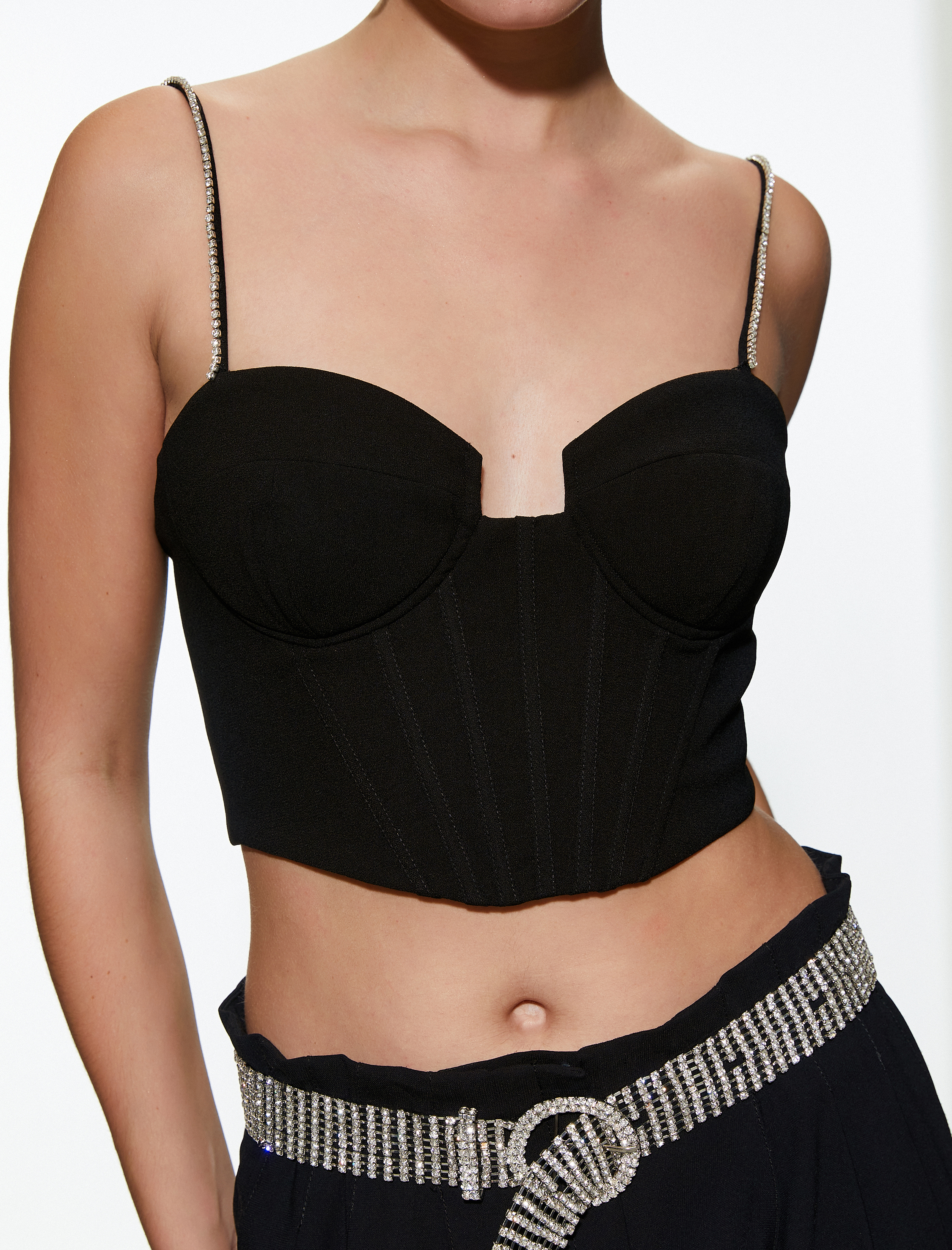   Korse Abiye Büstiyer Cuplı Taşlı Askılı