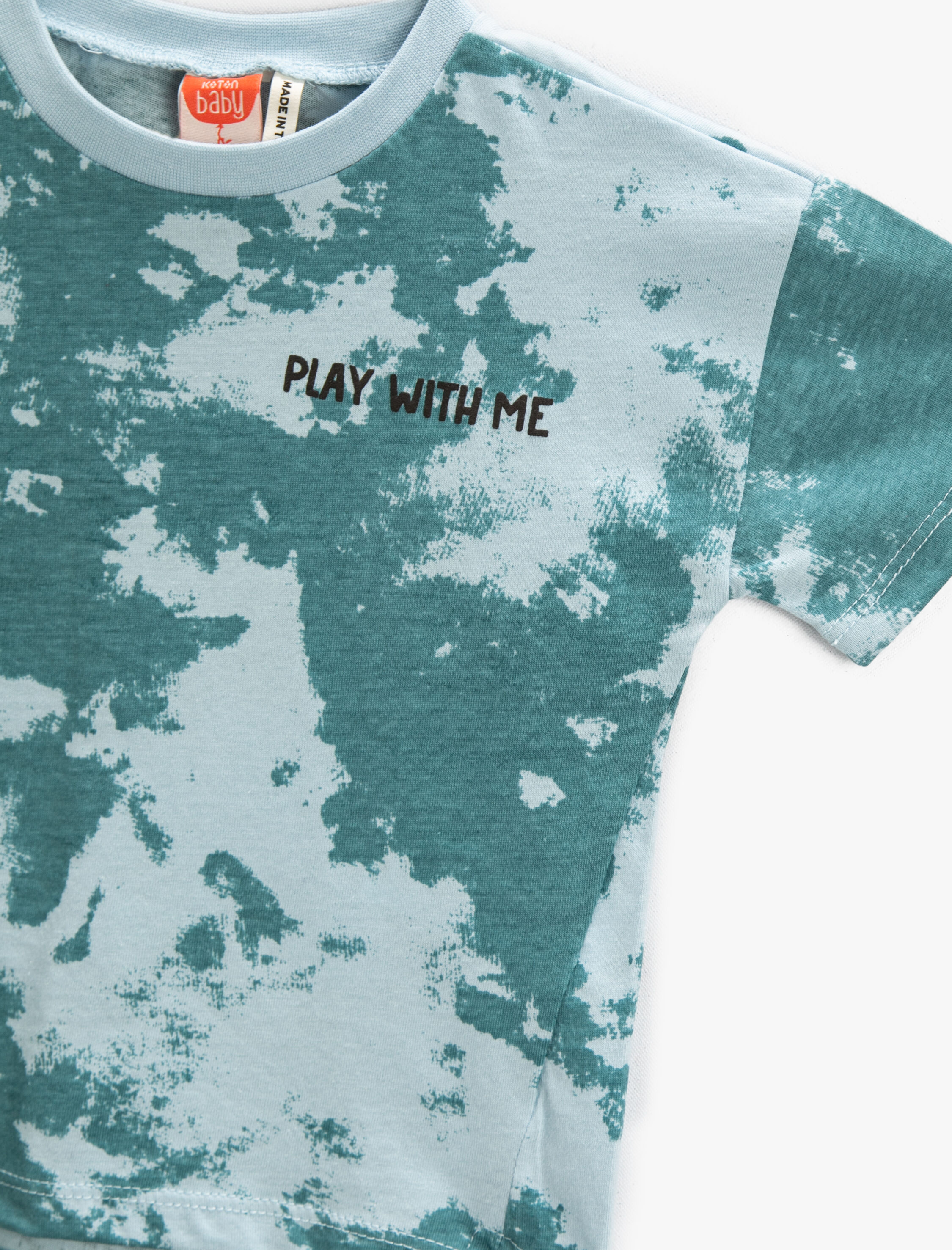  Erkek Bebek Batik Desenli Tişört Kısa Kollu Bisiklet Yaka Pamuklu