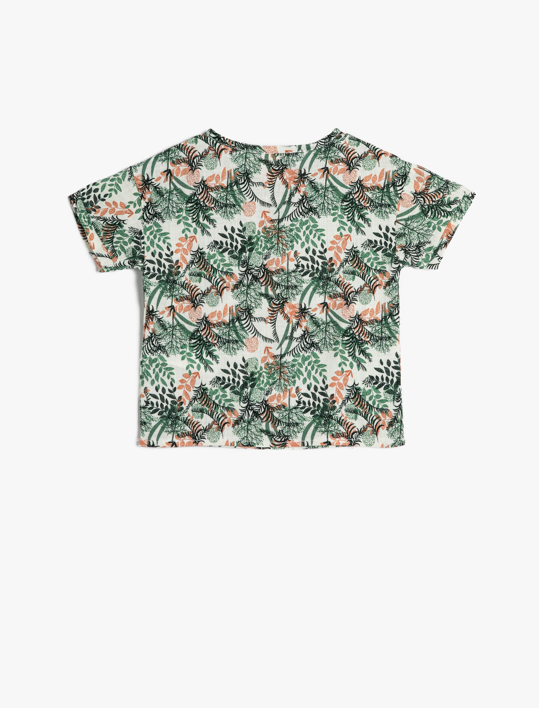  Erkek Bebek Floral Tişört Kısa Kollu Bisiklet Yaka Pamuklu