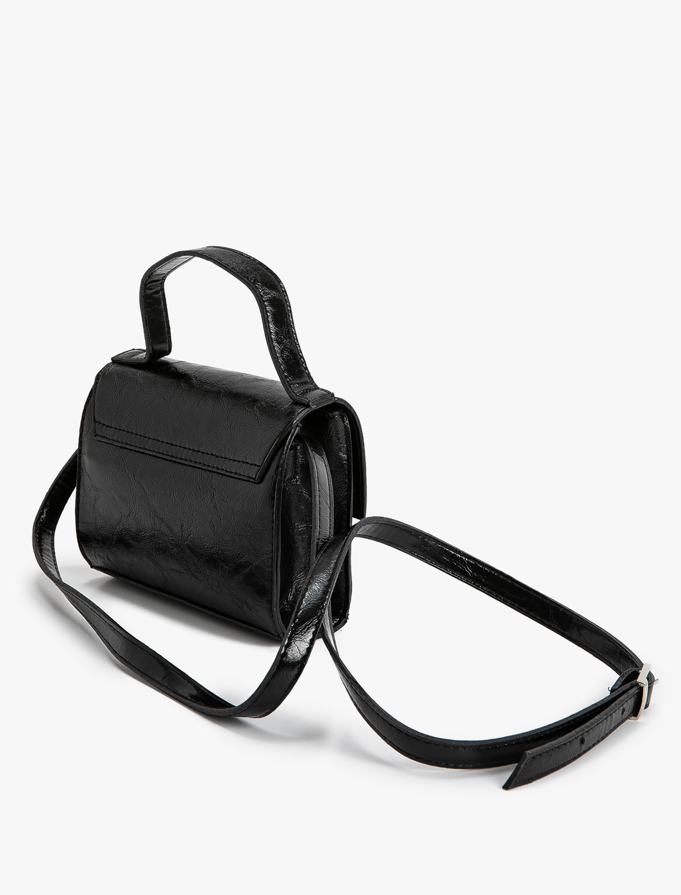  Kadın Mini Omuz Çantası Taşlı Toka Detaylı Suni Deri İnce Askılı