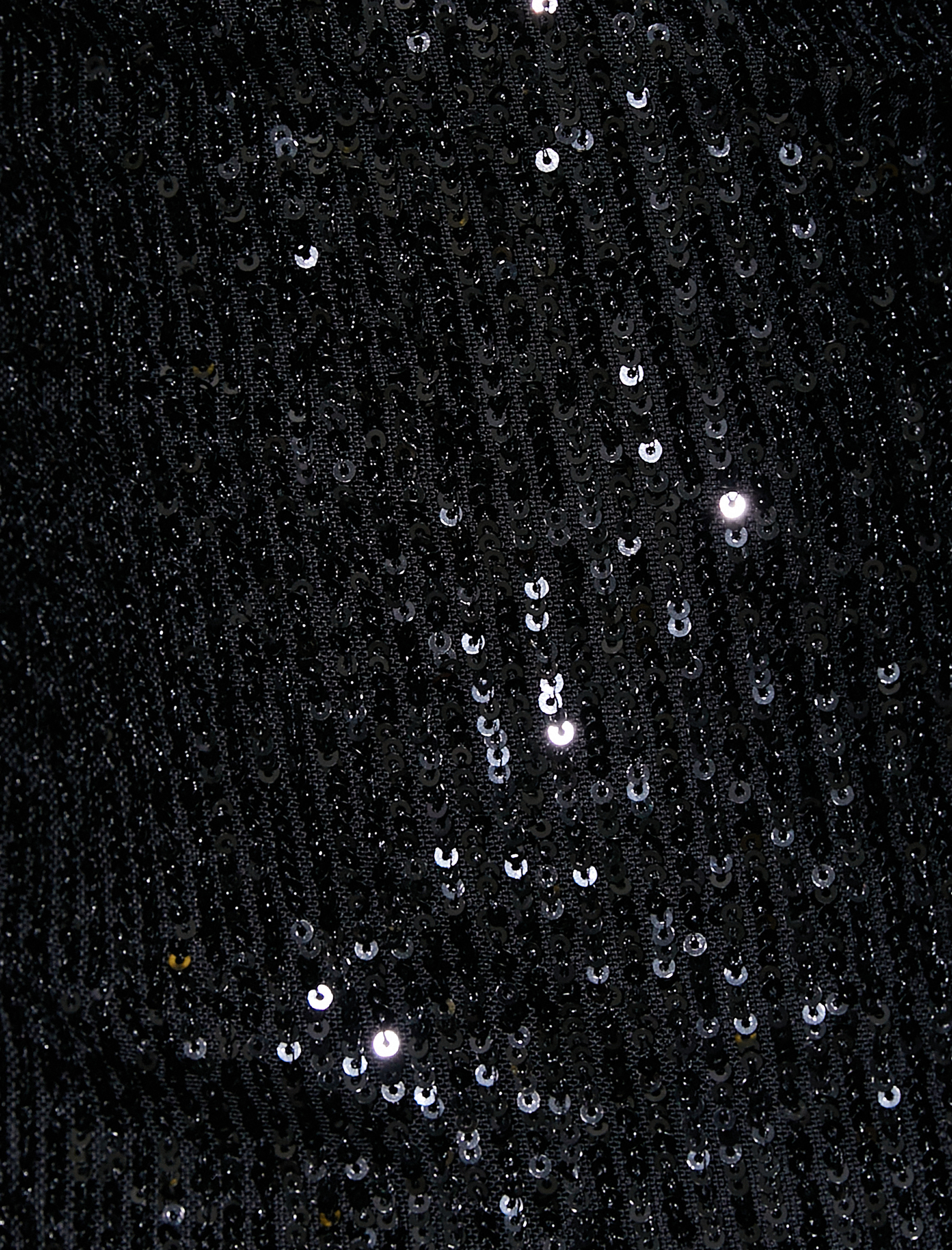 Uzun Kalem Elbise Pul Payet İşlemeli Tül Detaylı Uzun Kollu Dik Yaka