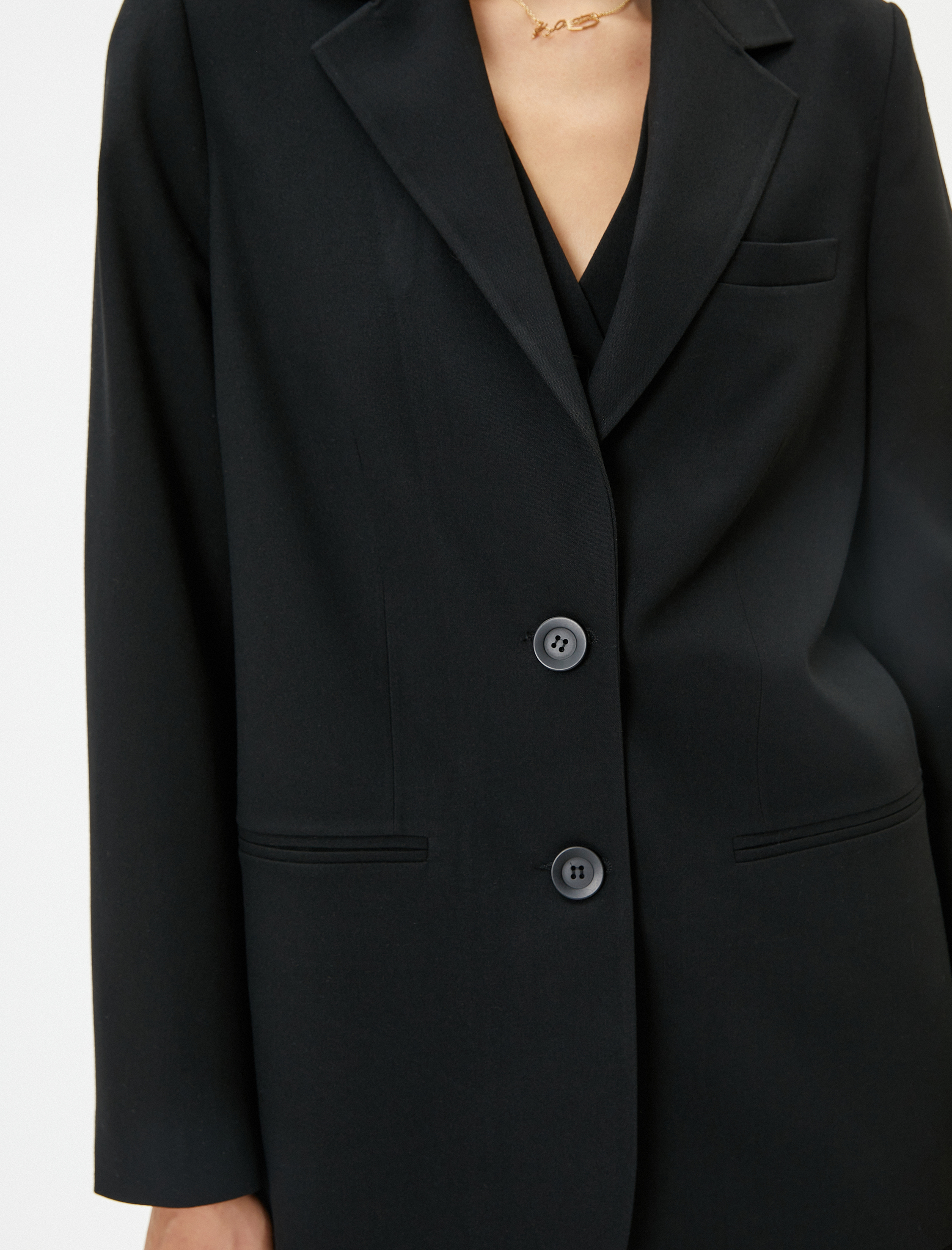   Vatkalı Blazer Ceket Tek Düğmeli Cep Detaylı