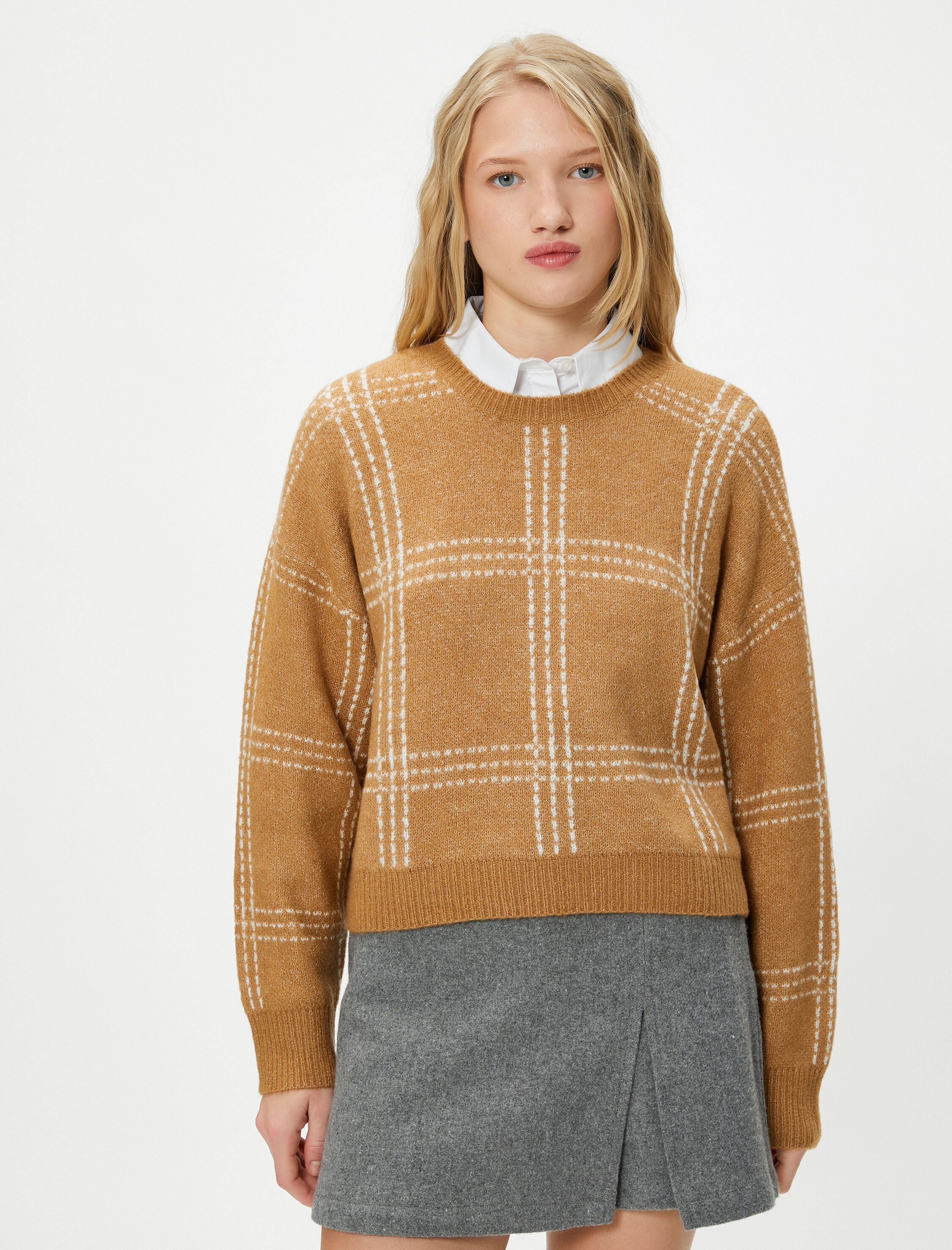   Triko Kazak Yumuşak Dokulu Uzun Kollu Bisiklet Yaka