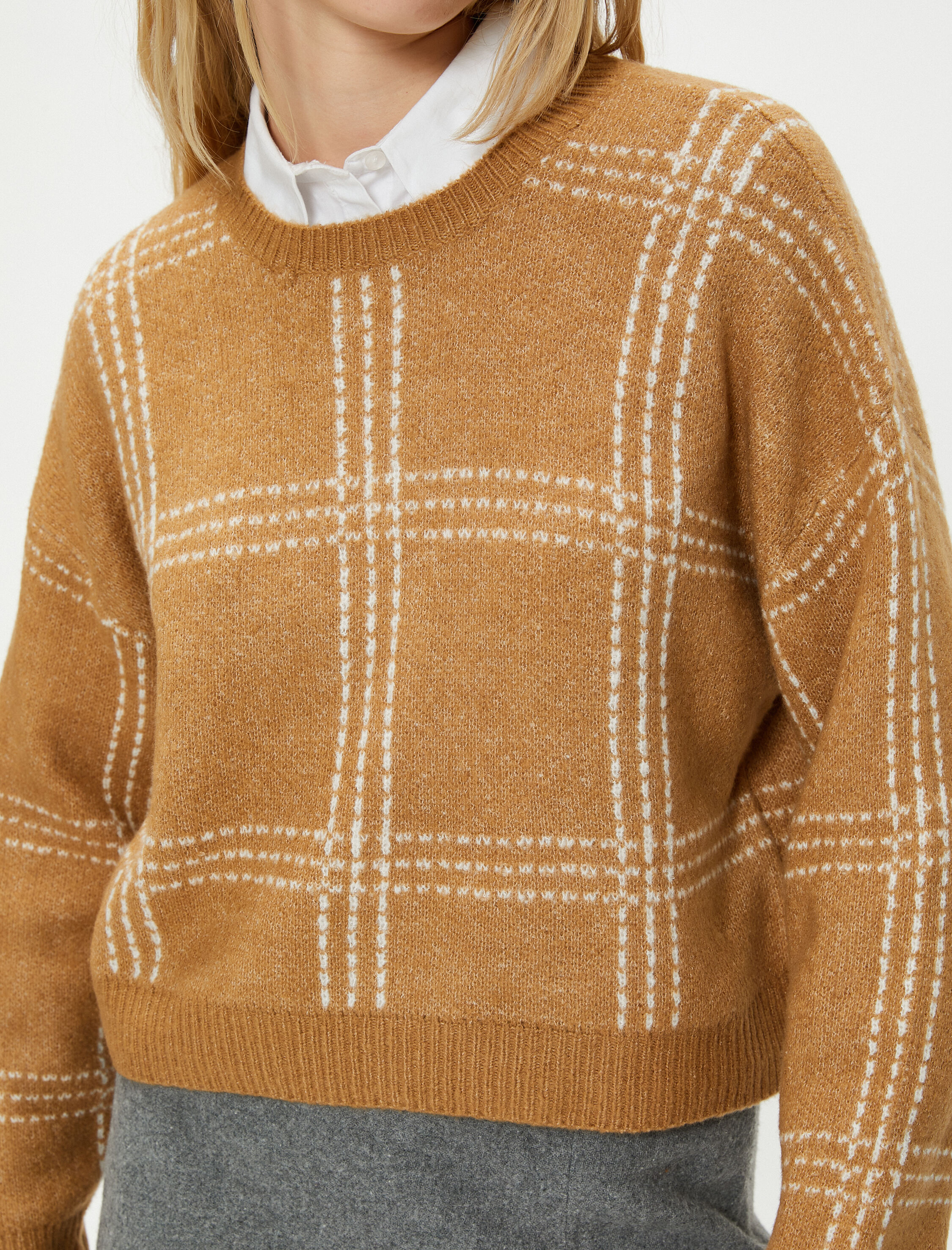   Triko Kazak Yumuşak Dokulu Uzun Kollu Bisiklet Yaka