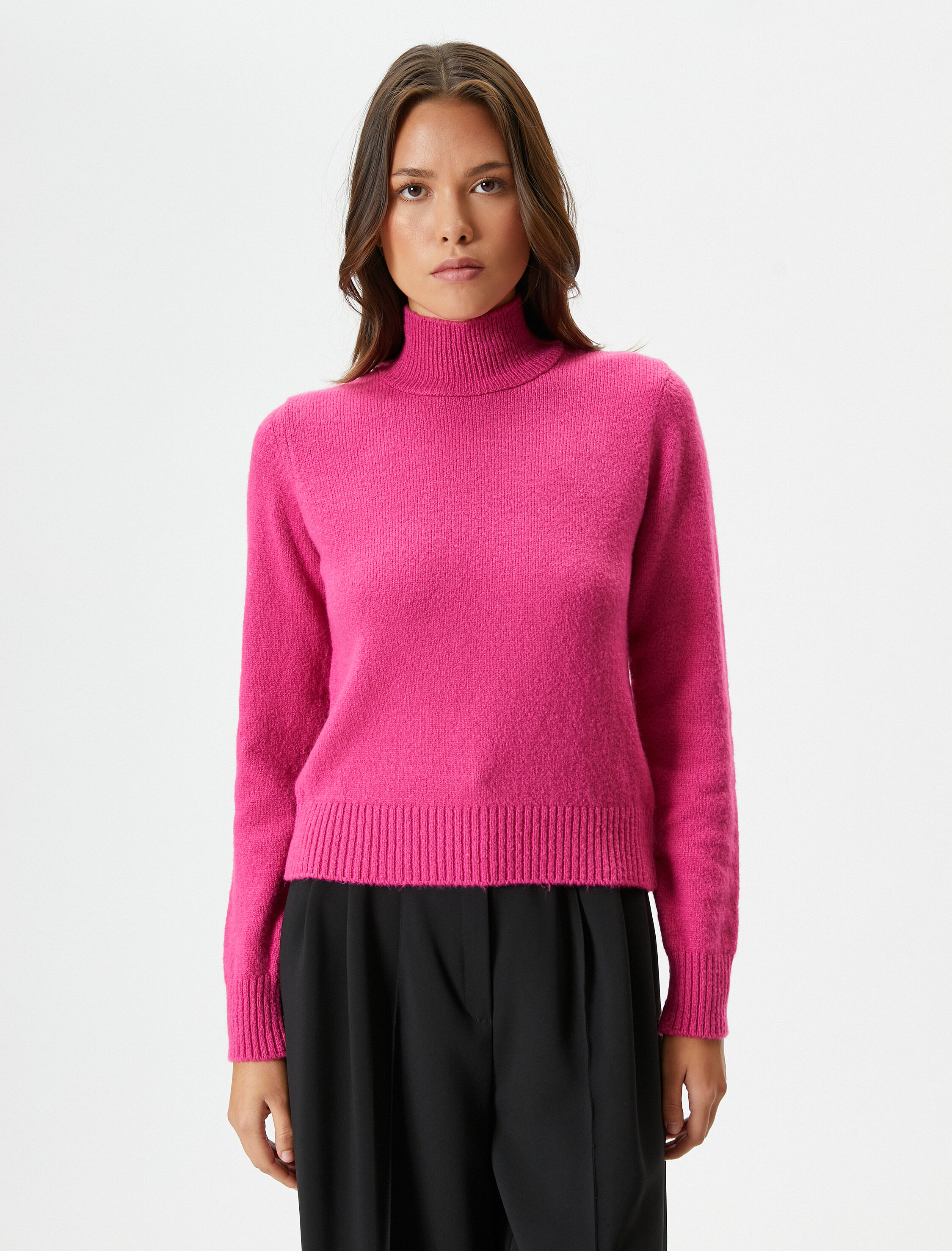   Basic Balıkçı Yaka Kazak Triko Uzun Kollu Yumuşak Dokulu