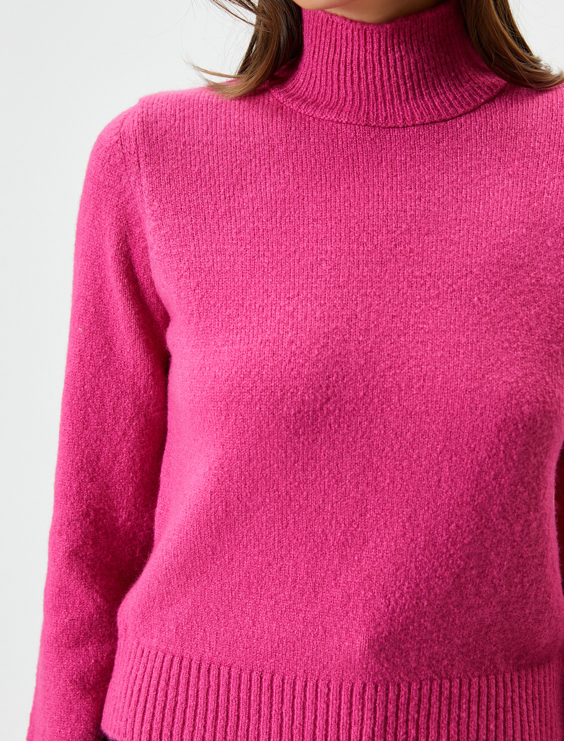   Basic Balıkçı Yaka Kazak Triko Uzun Kollu Yumuşak Dokulu