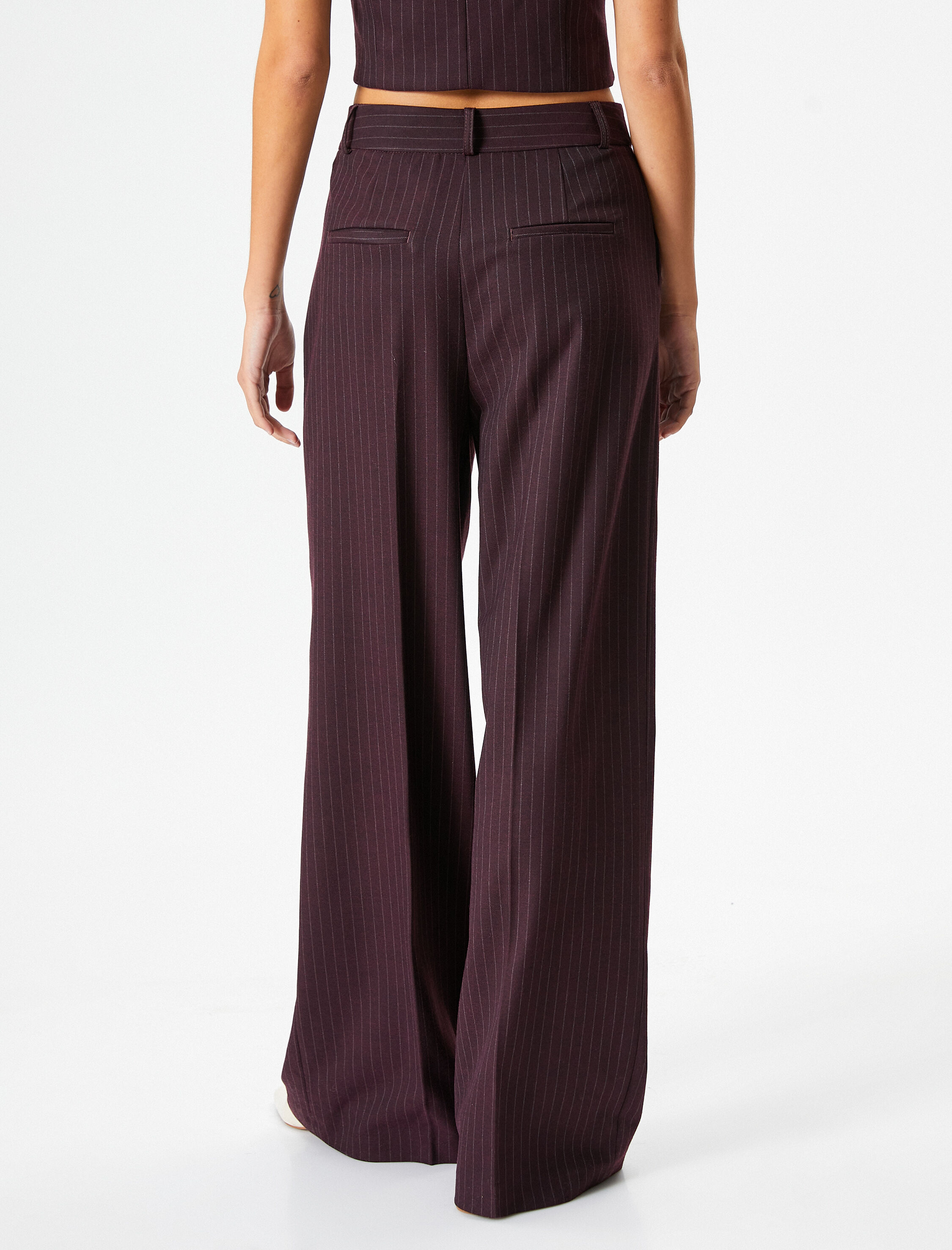   Palazzo Pantolon Yüksek Bel Pileli Düğmeli