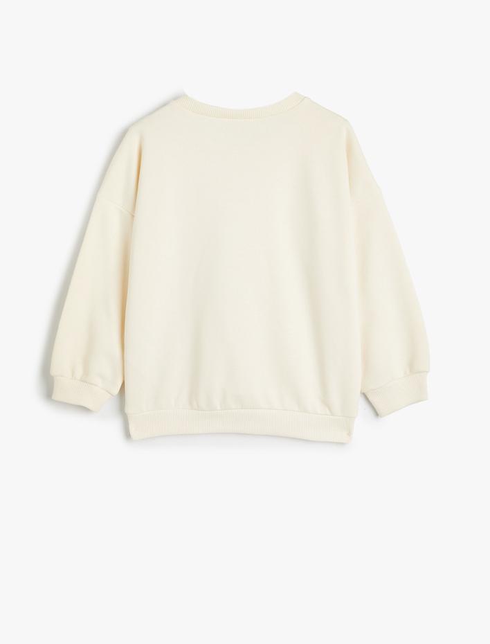 Kız Çocuk Sweatshirt Uzun Kollu Bisiklet Yaka Yaz Temalı Slogan Baskılı Pamuklu