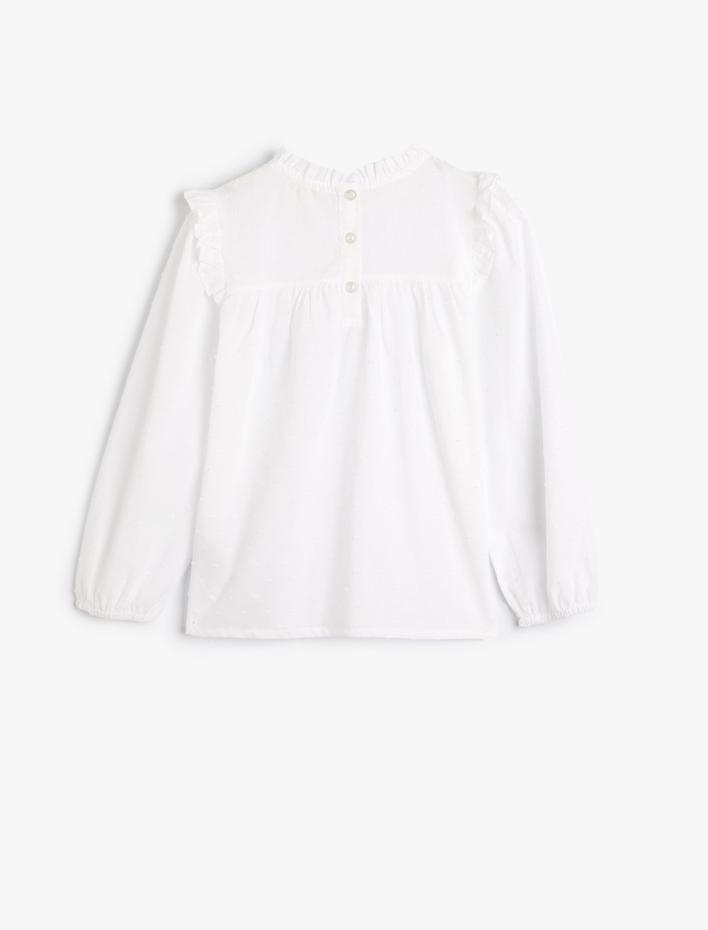 Kız Çocuk Bluz Uzun Kollu Dik Yaka Manşetleri Lastikli Pamuklu