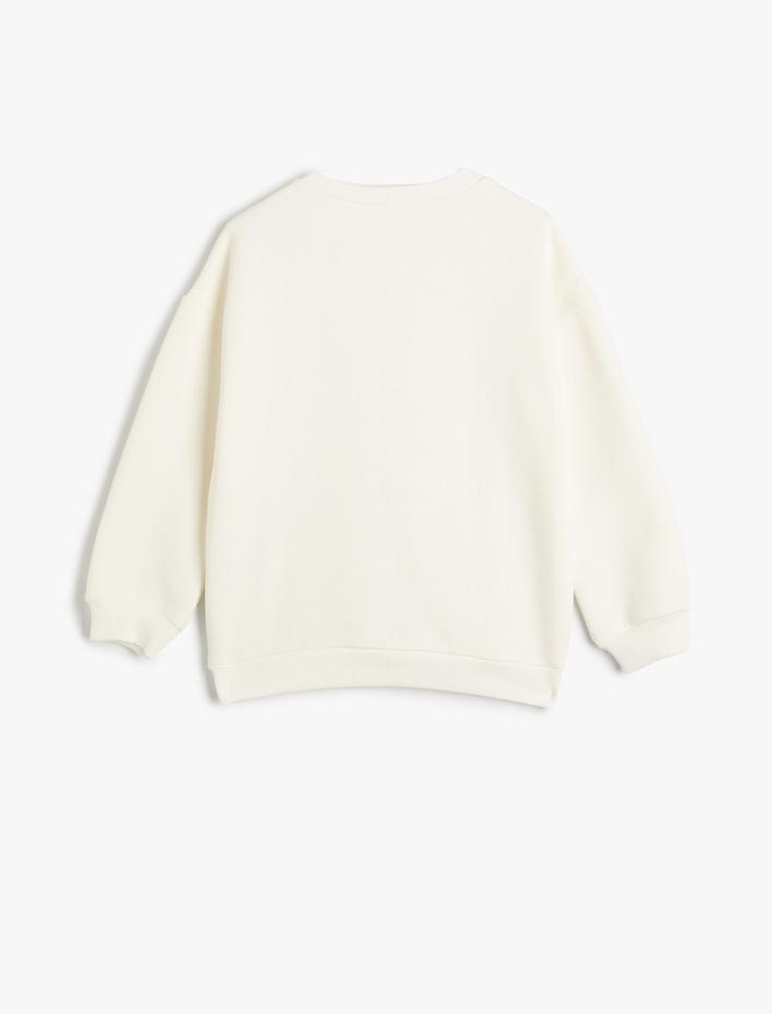 Kız Çocuk Basic Sweat Bisiklet Yaka Uzun Kollu Fiyonk Detaylı Şardonlu