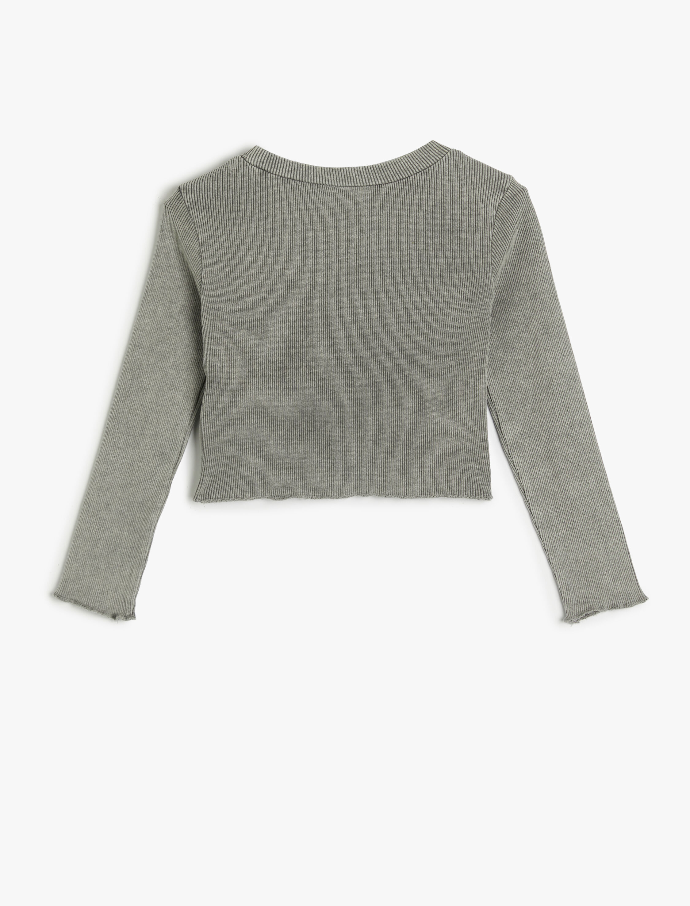  Kız Çocuk Tişört Uzun Kollu Bisiklet Yaka Kaşkorse Dikiş Detaylı Pamuklu