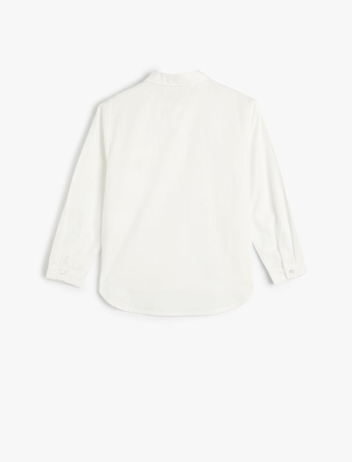 Kız Çocuk Gömlek Uzun Kollu Cepli Pul Detaylı Düğmeli Pamuklu