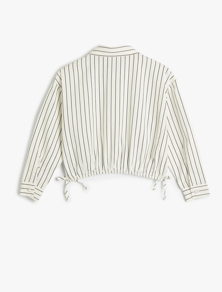 Kız Çocuk Crop Gömlek Uzun Kollu Düğmeli Beli Lastikli Pamuklu