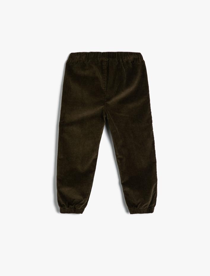 Erkek Bebek Kadife Jogger Pantolon Beli Bağlamalı Pamuklu