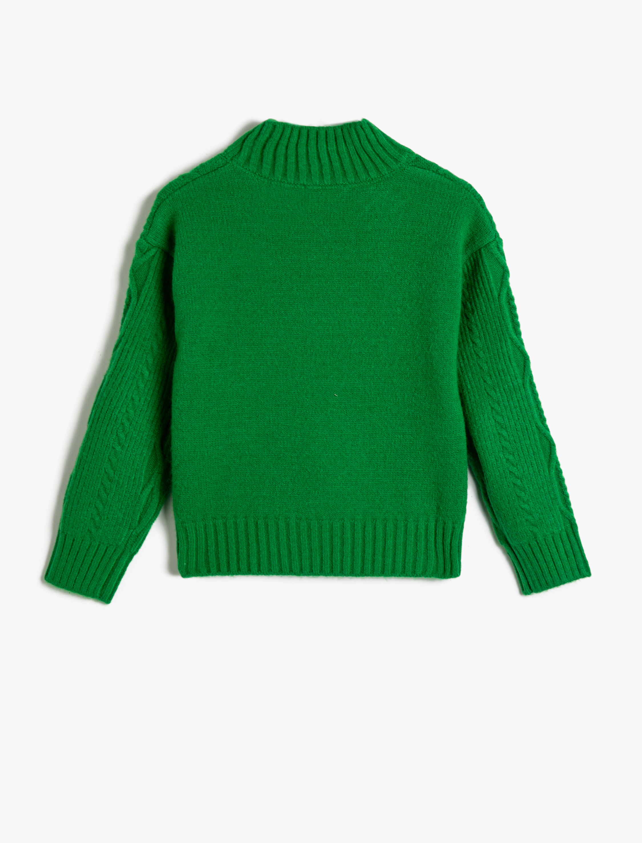  Kız Çocuk Örgü Kazak Yarım Balıkçı Yaka Uzun Kollu