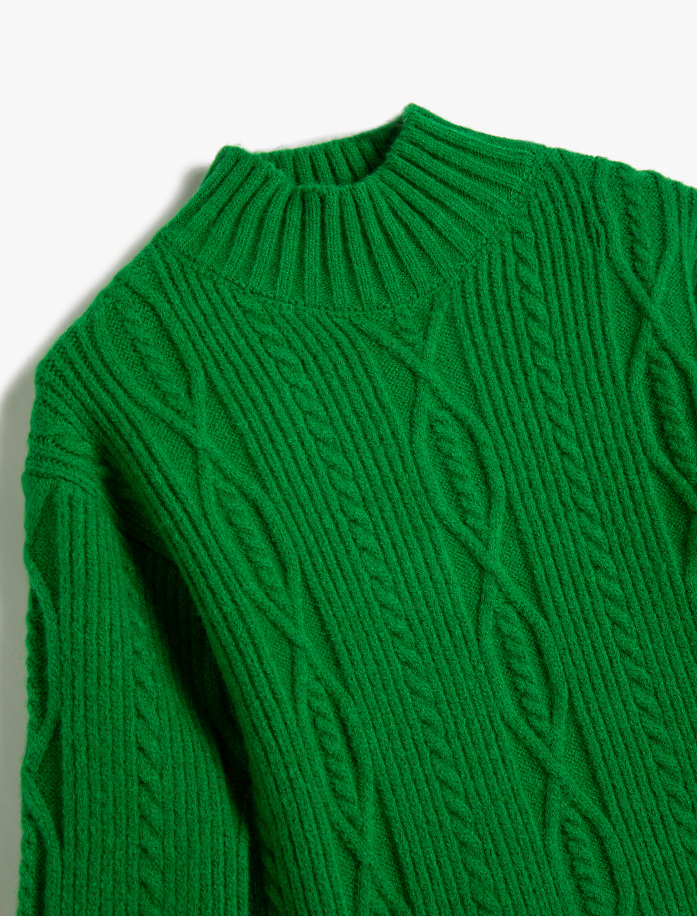  Kız Çocuk Örgü Kazak Yarım Balıkçı Yaka Uzun Kollu