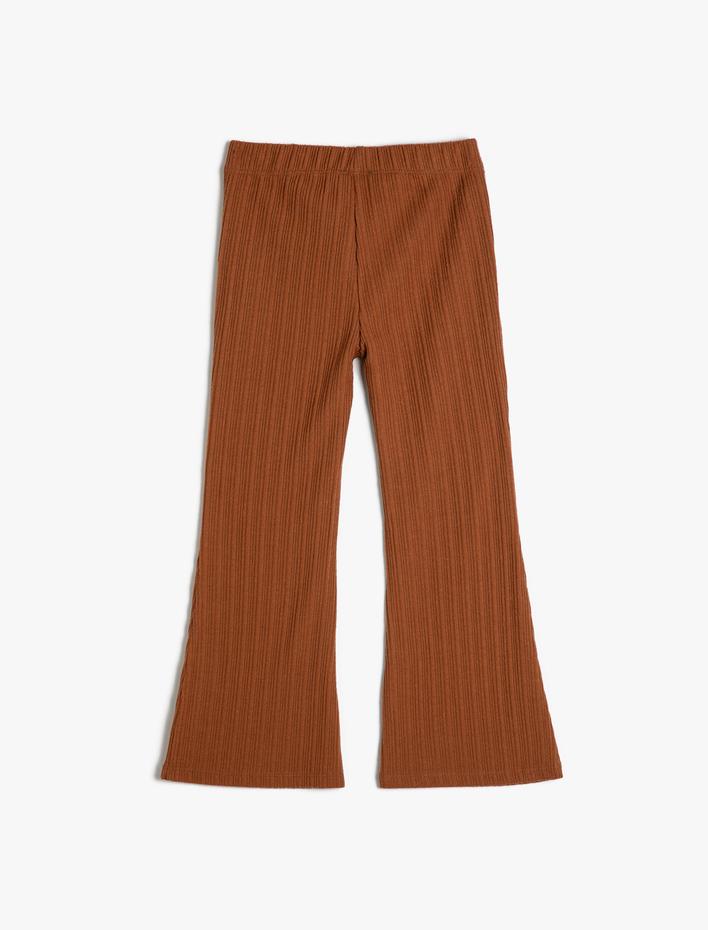 Kız Çocuk İspanyol Paça Pantolon Kaşkorse Beli Lastikli