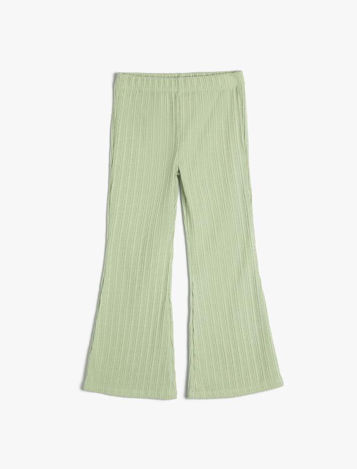 Kız Çocuk İspanyol Paça Pantolon Kaşkorse Beli Lastikli