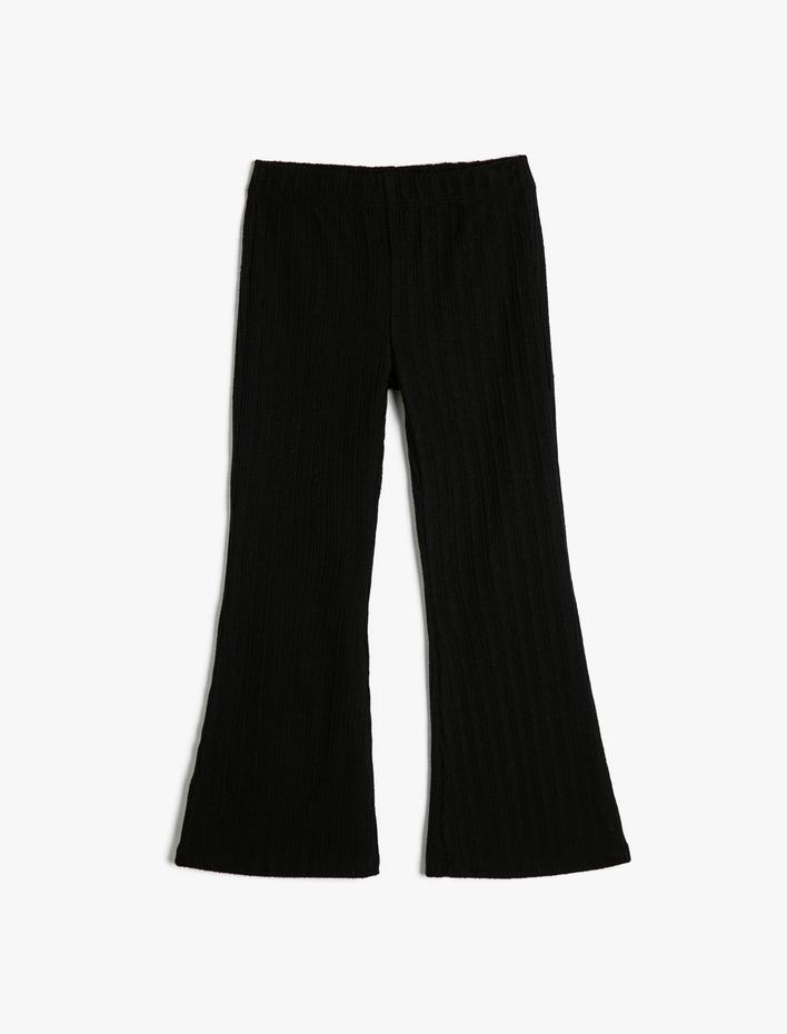 Kız Çocuk İspanyol Paça Pantolon Kaşkorse Beli Lastikli