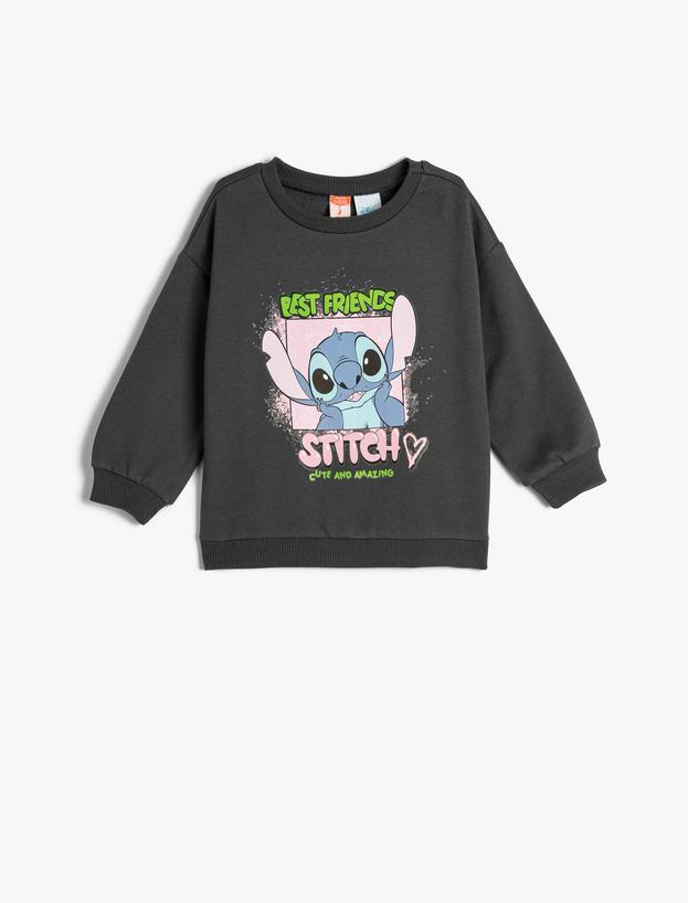 Stitch Sweat Lisanslı Uzun Kollu Bisiklet Yaka Pamuklu_0